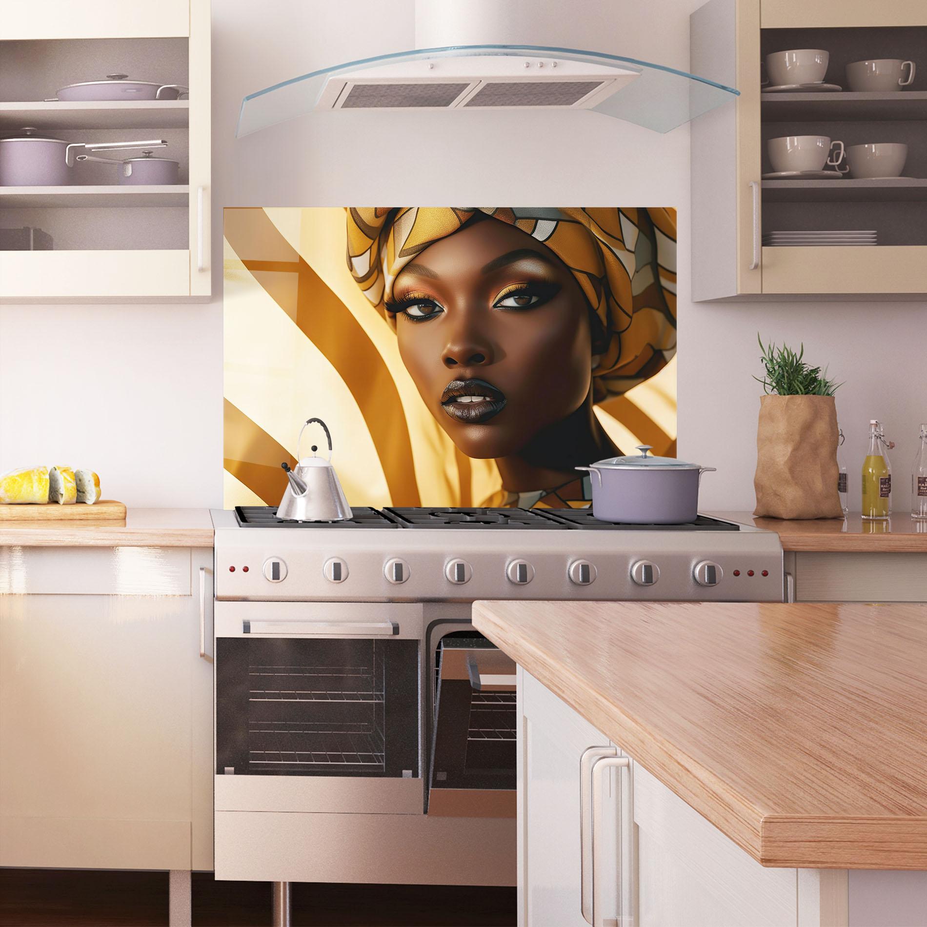 Konyhai üveg hátfal Fashion African Woman mockup 1