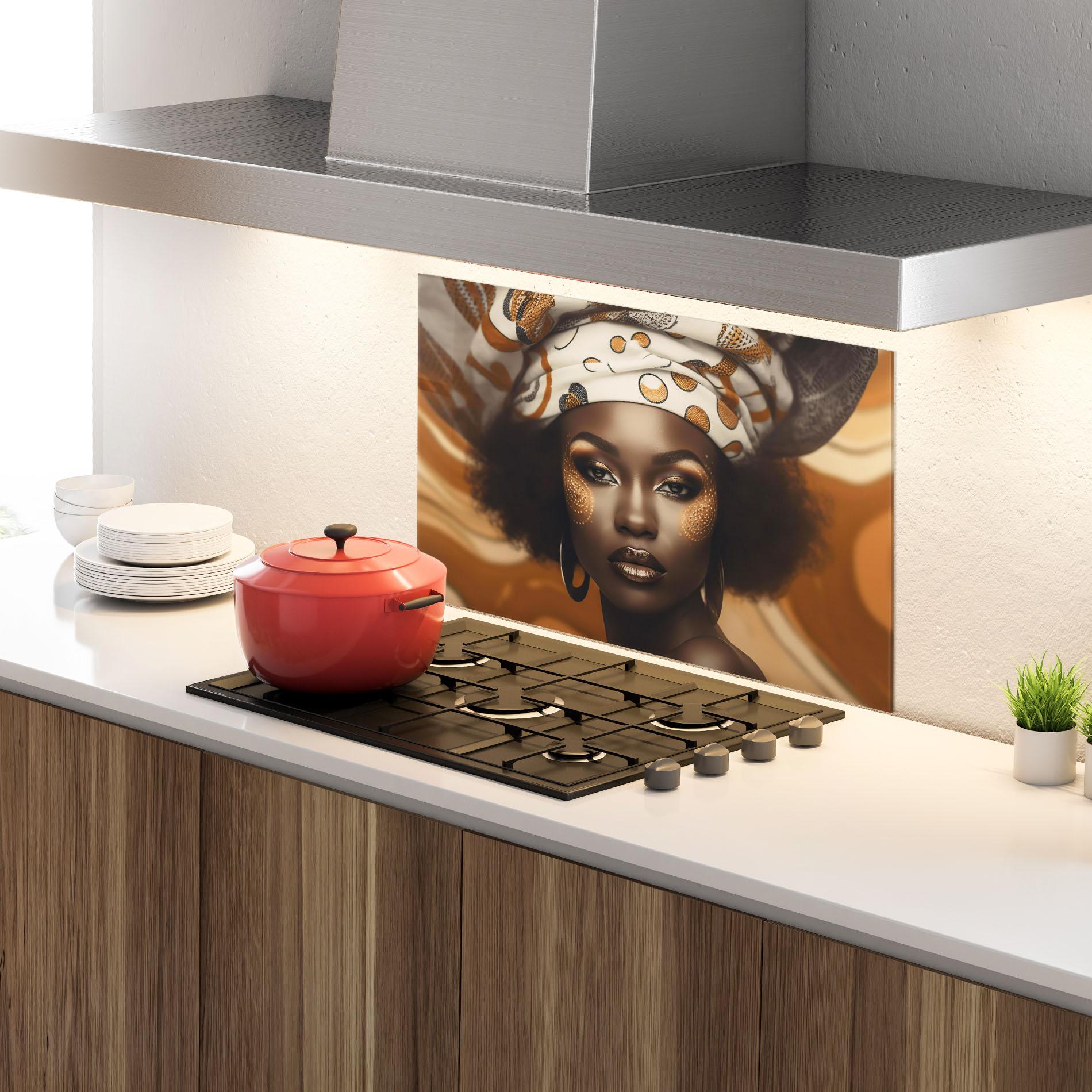 Konyhai üveg hátfal Abstract African Woman mockup 4