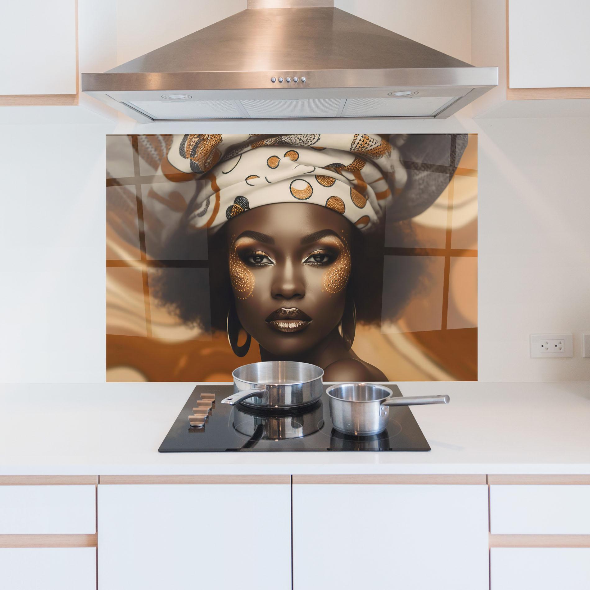Konyhai üveg hátfal Abstract African Woman mockup 5