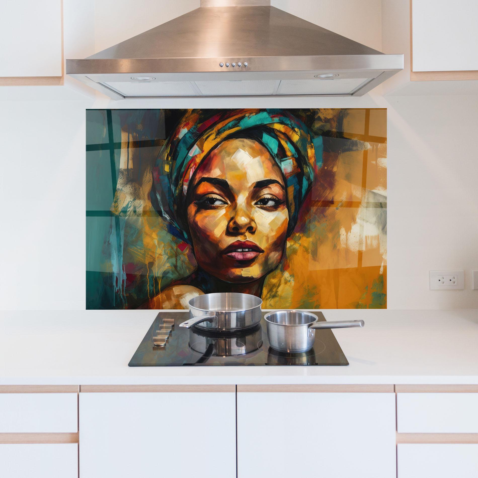 Konyhai üveg hátfal African Woman Looking mockup 5