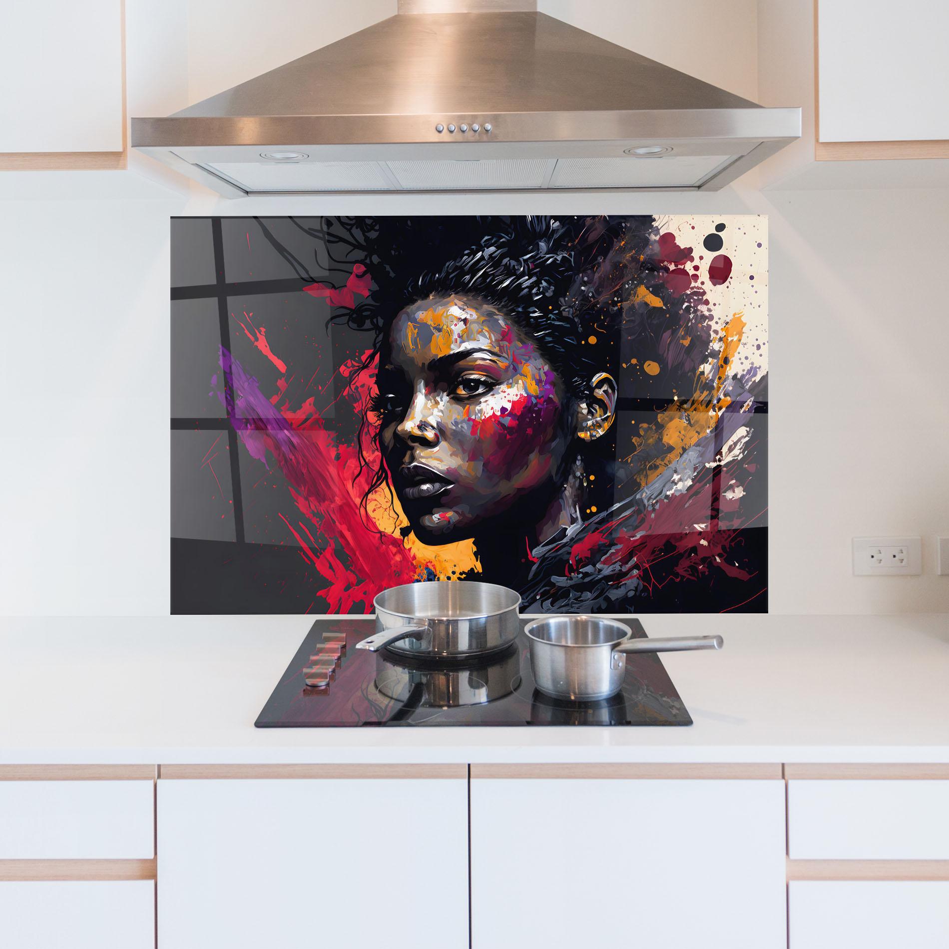 Konyhai üveg hátfal African Woman Splash mockup 5
