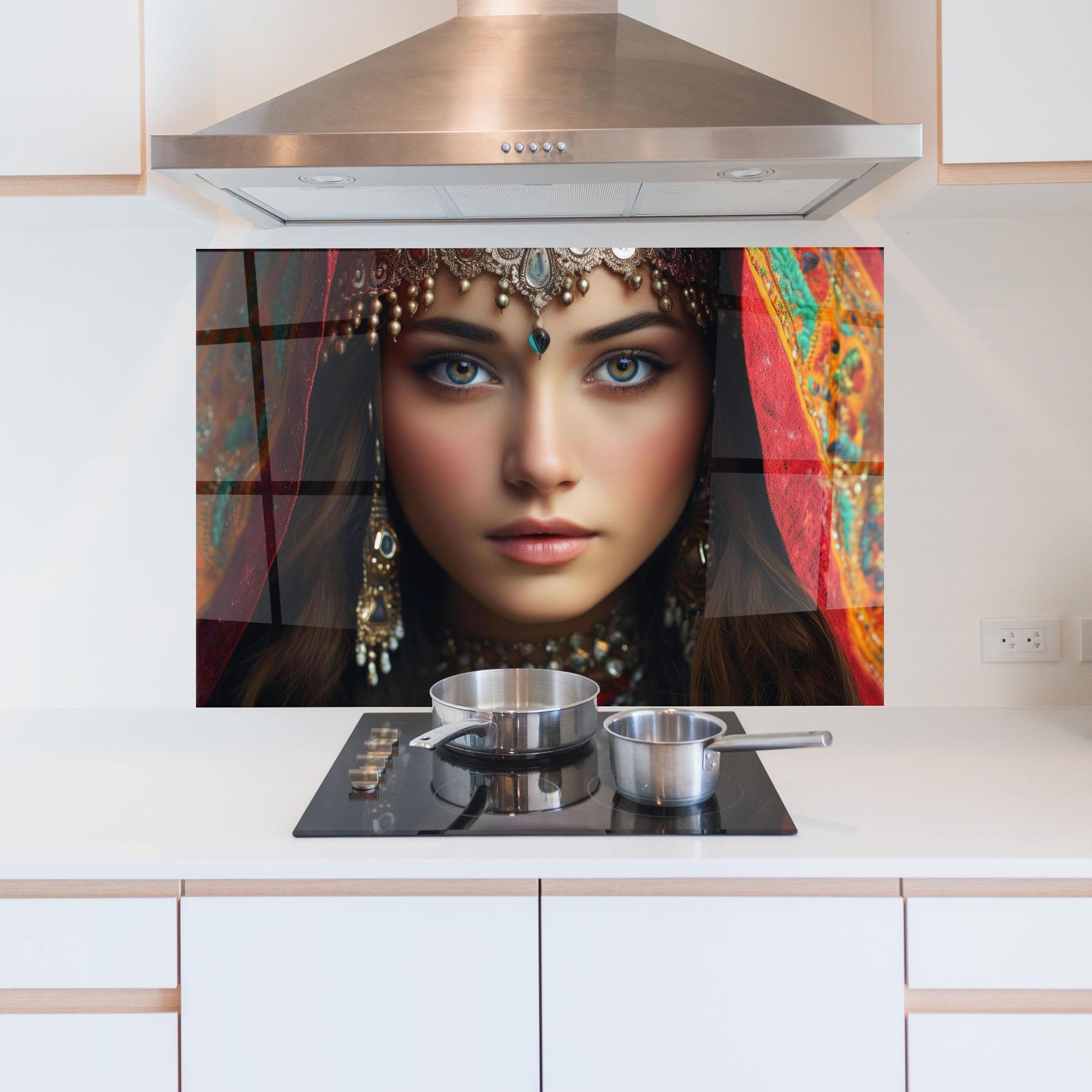 Konyhai üveg hátfal Blue Green Culture Eye mockup 5