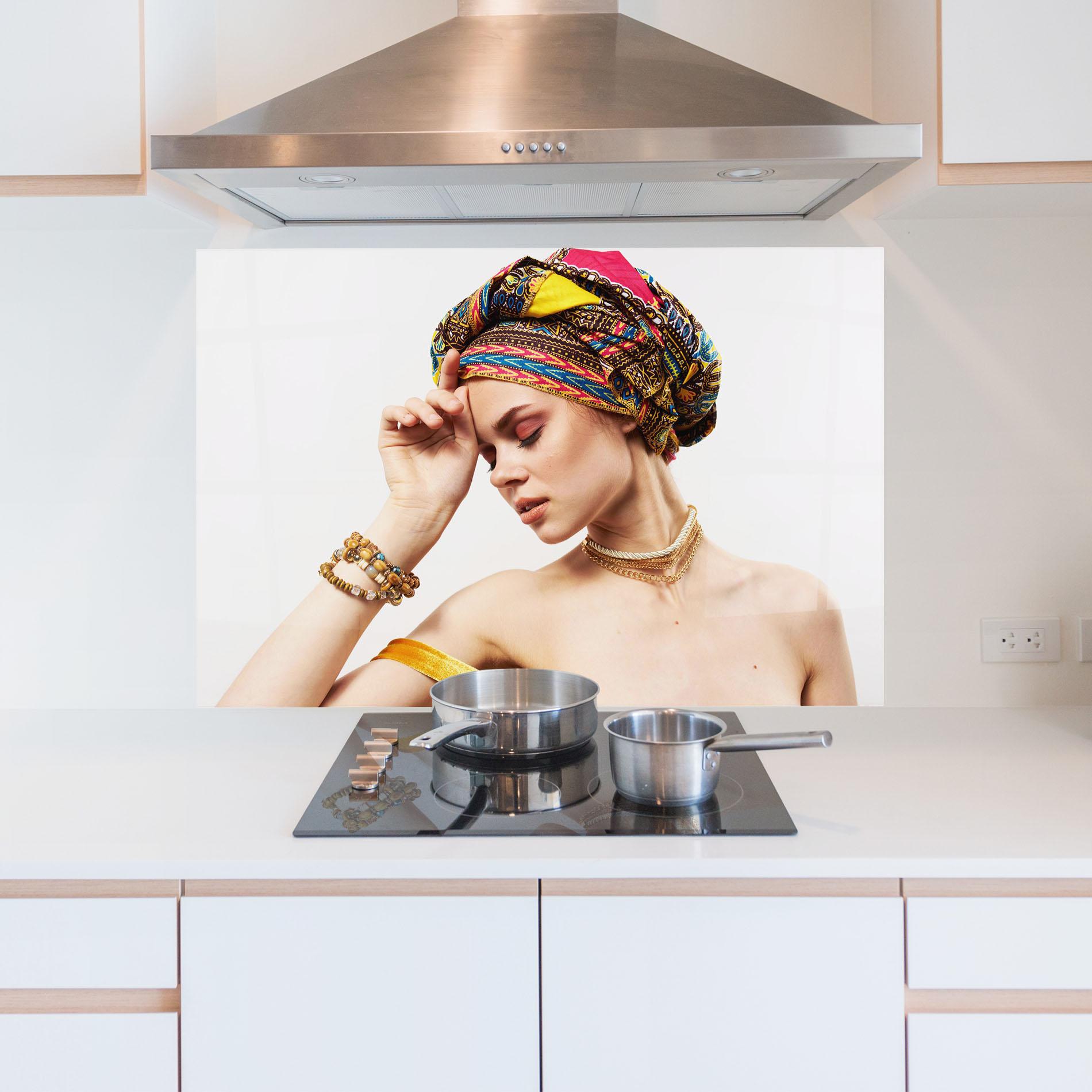 Konyhai üveg hátfal Multicolored Turban mockup 5