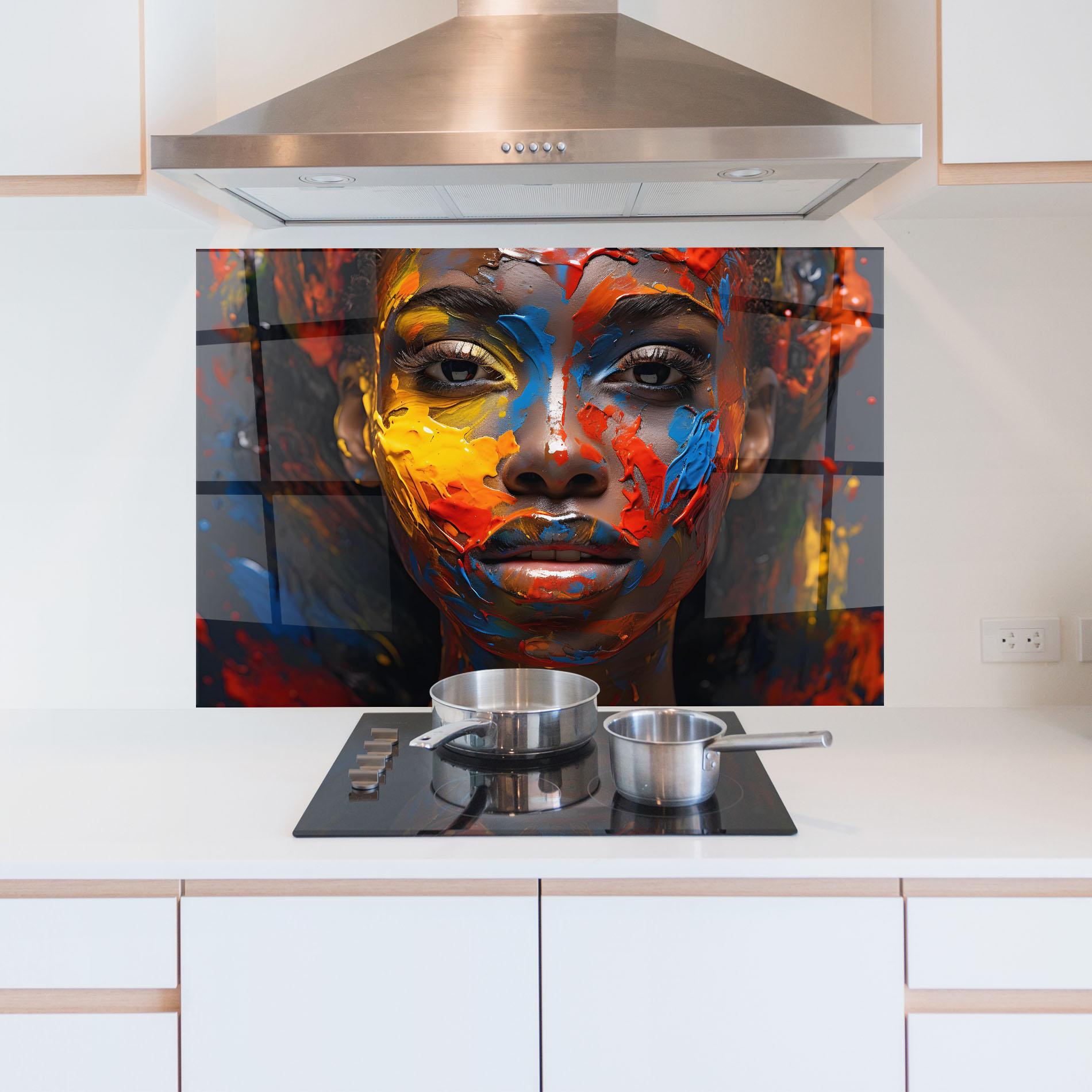 Konyhai üveg hátfal Pretty Young African Woman mockup 5