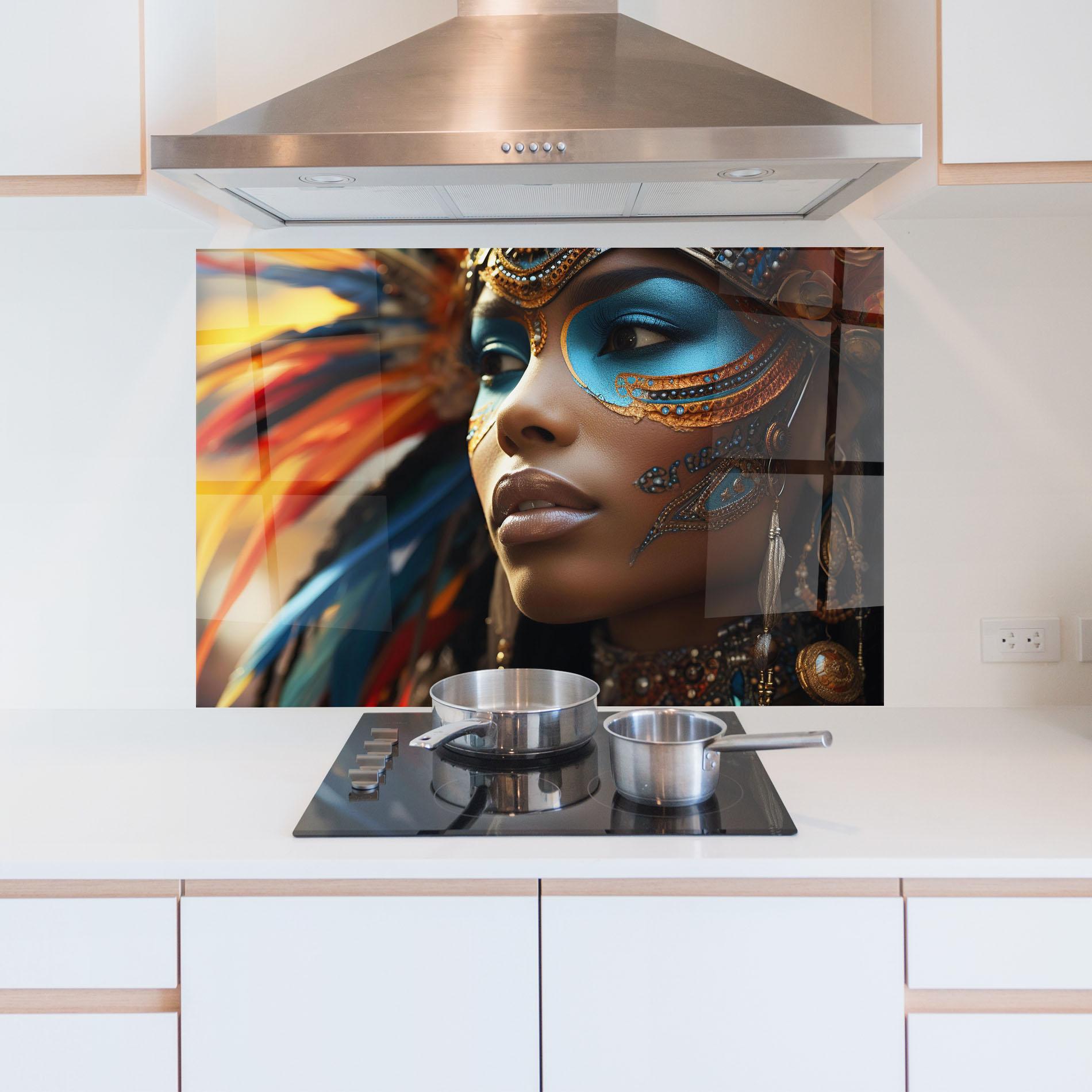 Konyhai üveg hátfal Traditional Feathers Clothing mockup 5