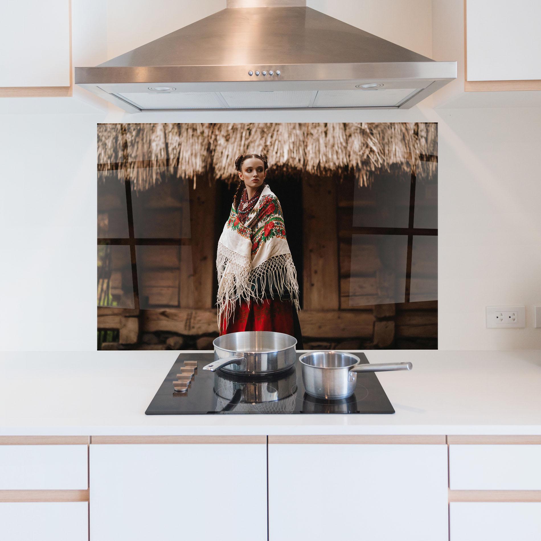 Konyhai üveg hátfal Ukrainian Dress mockup 5