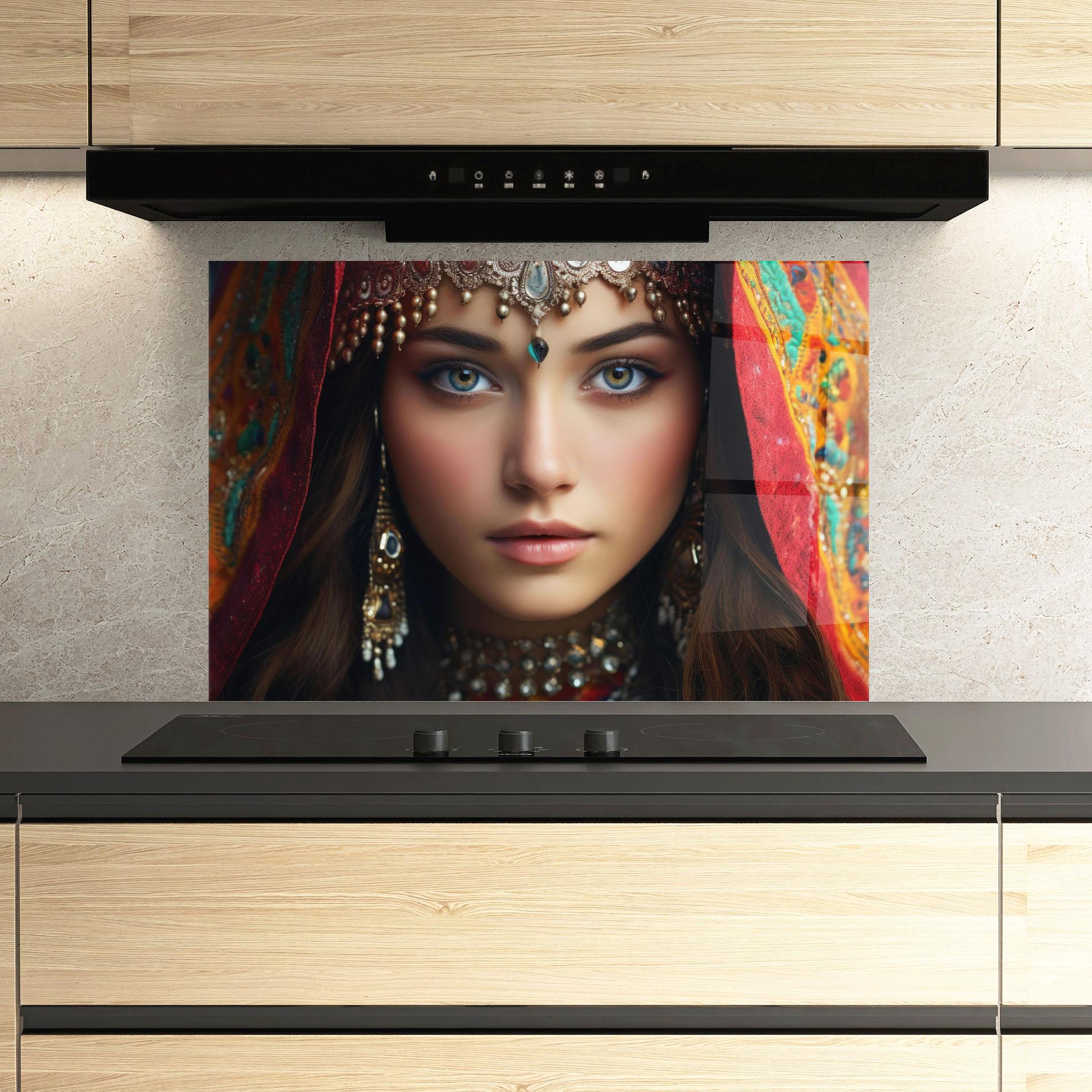 Konyhai üveg hátfal Blue Green Culture Eye mockup 3