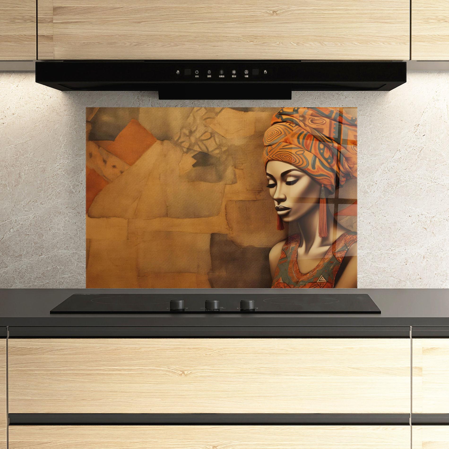Konyhai üveg hátfal Contemporary African Art mockup 3
