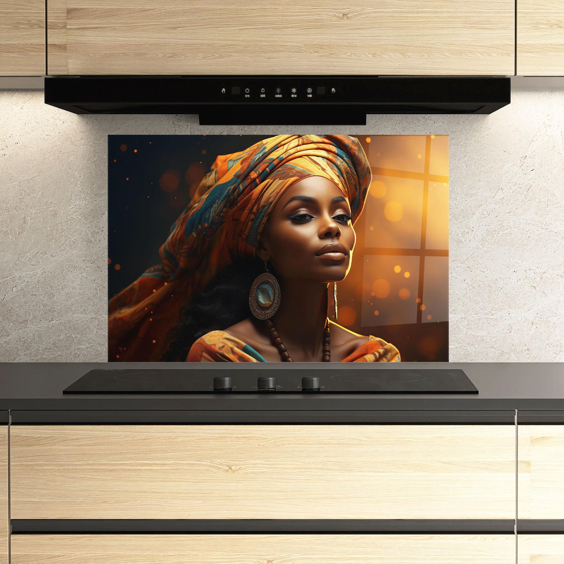 Konyhai üveg hátfal Fashion African Portrait mockup 3