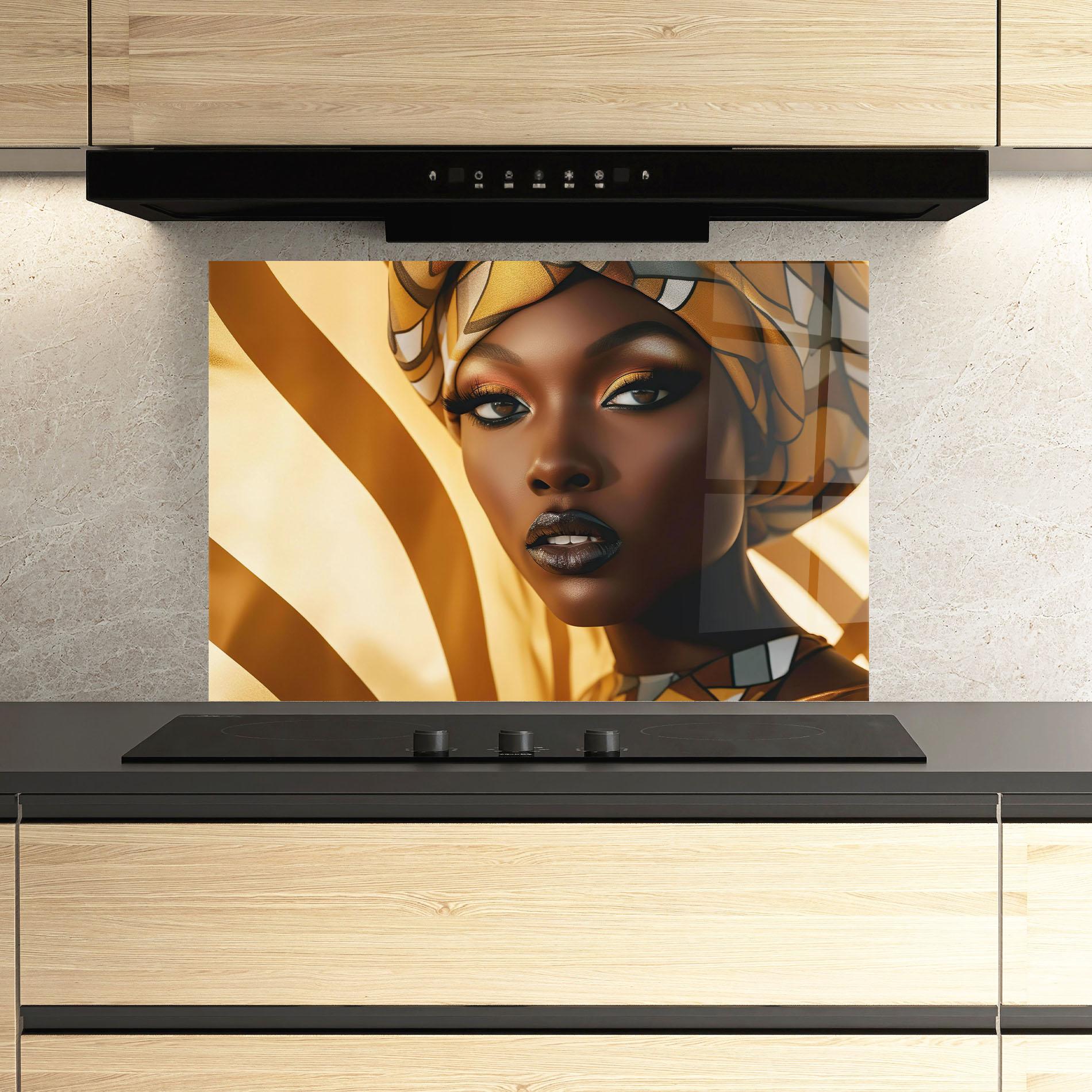 Konyhai üveg hátfal Fashion African Woman mockup 3