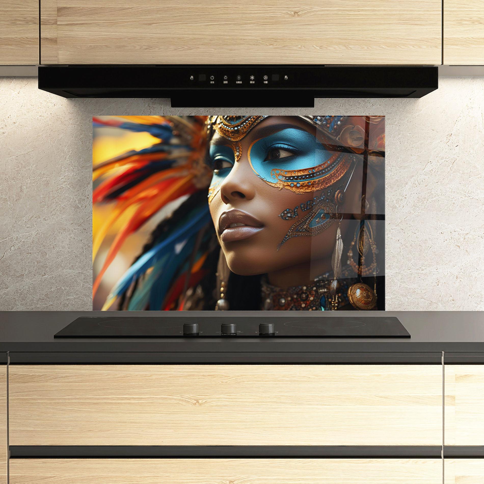 Konyhai üveg hátfal Traditional Feathers Clothing mockup 3