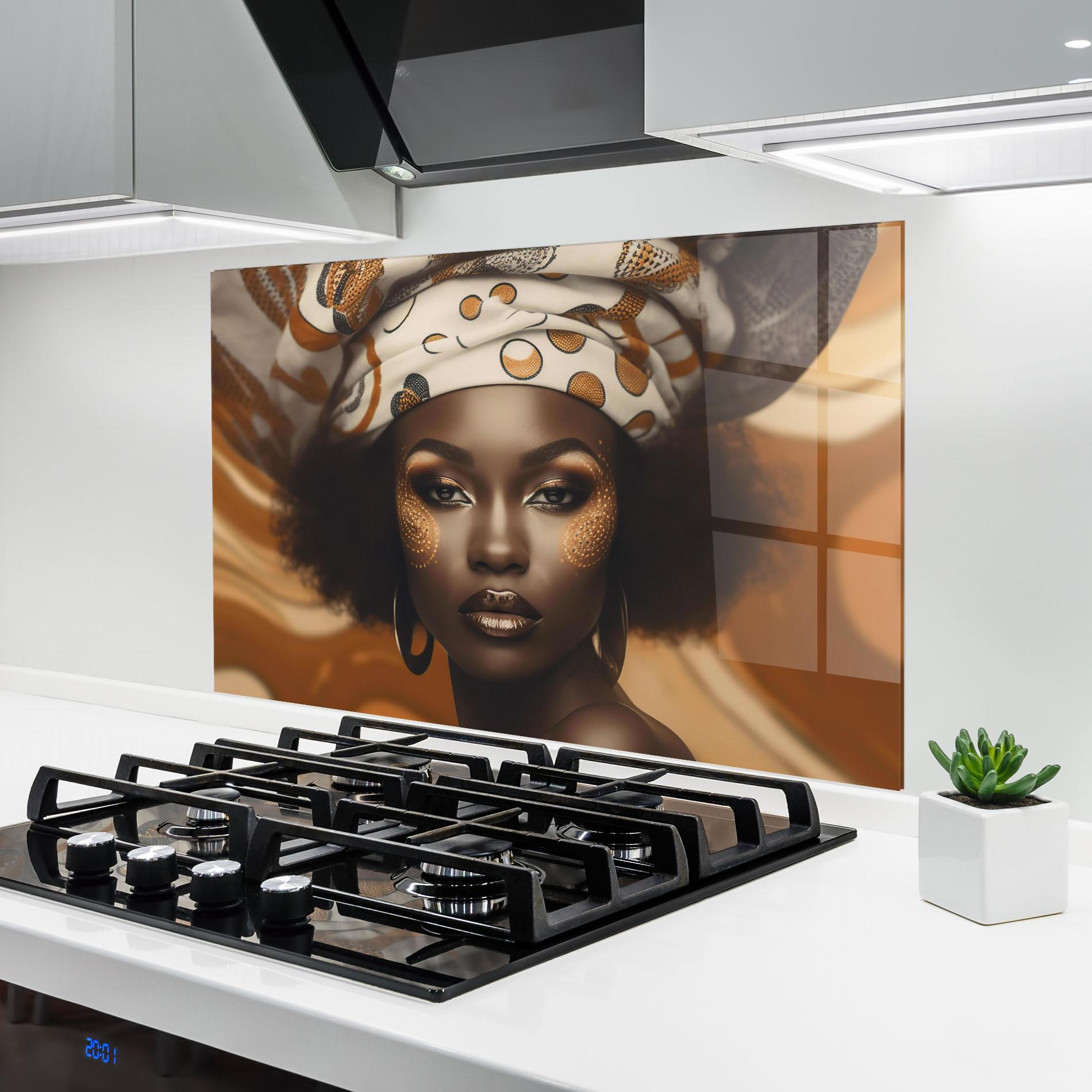 Konyhai üveg hátfal Abstract African Woman mockup 6
