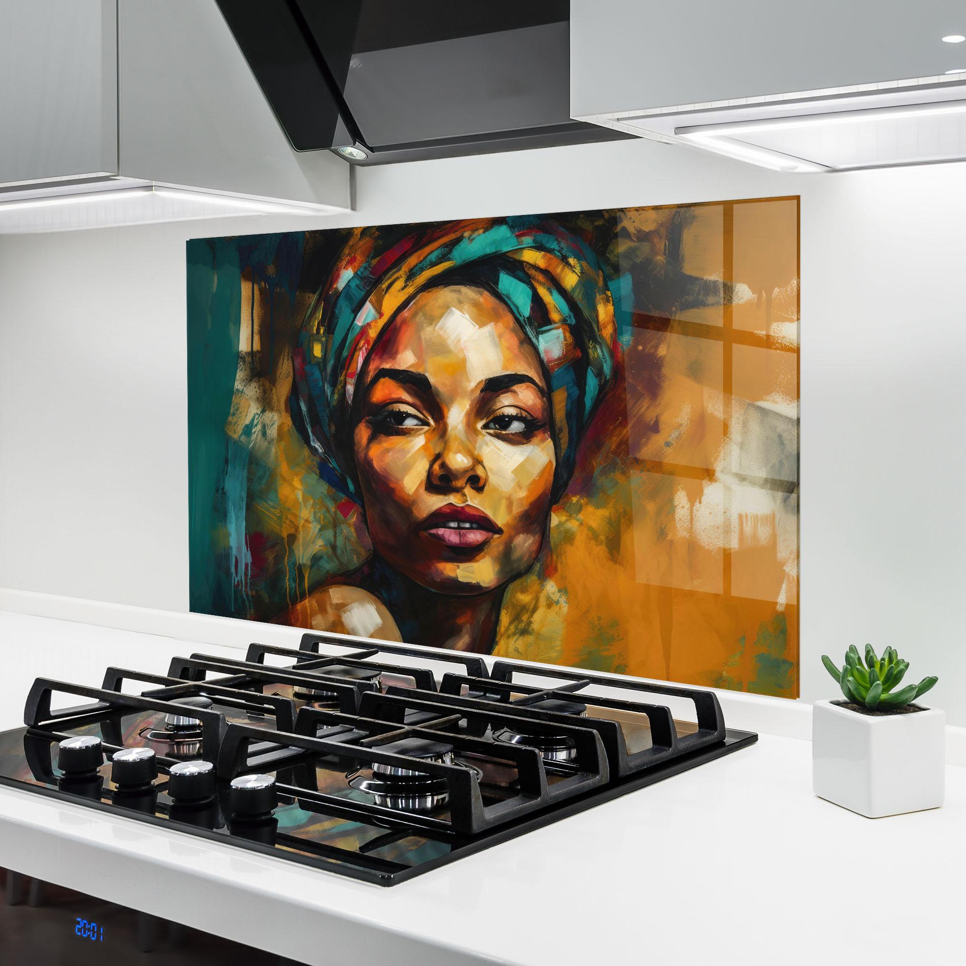Konyhai üveg hátfal African Woman Looking mockup 6