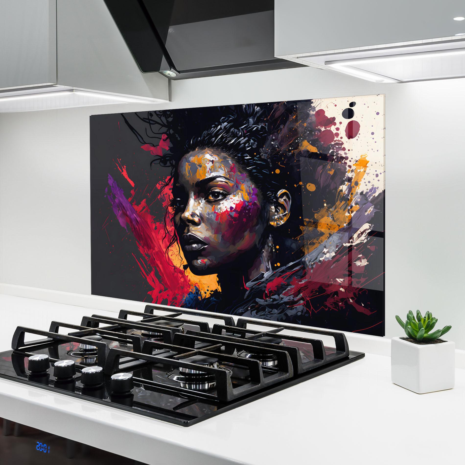 Konyhai üveg hátfal African Woman Splash mockup 6