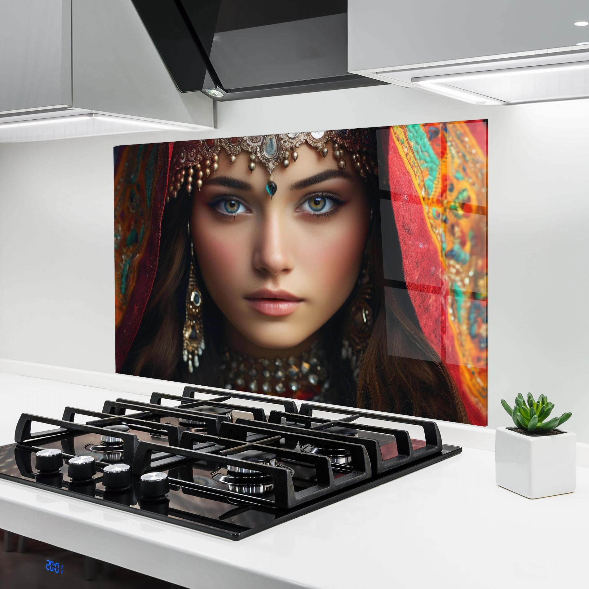 Konyhai üveg hátfal Blue Green Culture Eye mockup 6