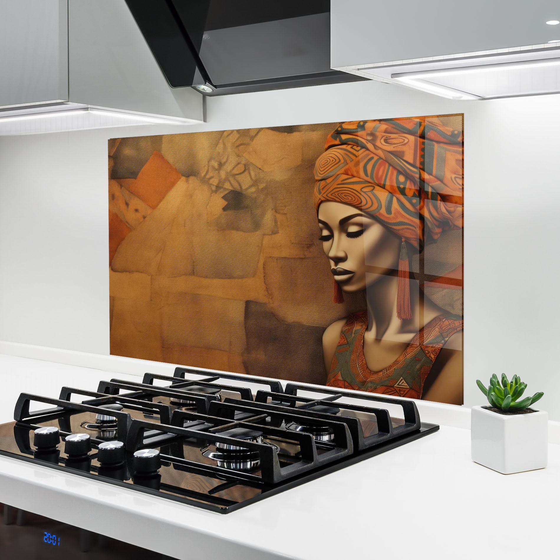 Konyhai üveg hátfal Contemporary African Art mockup 6
