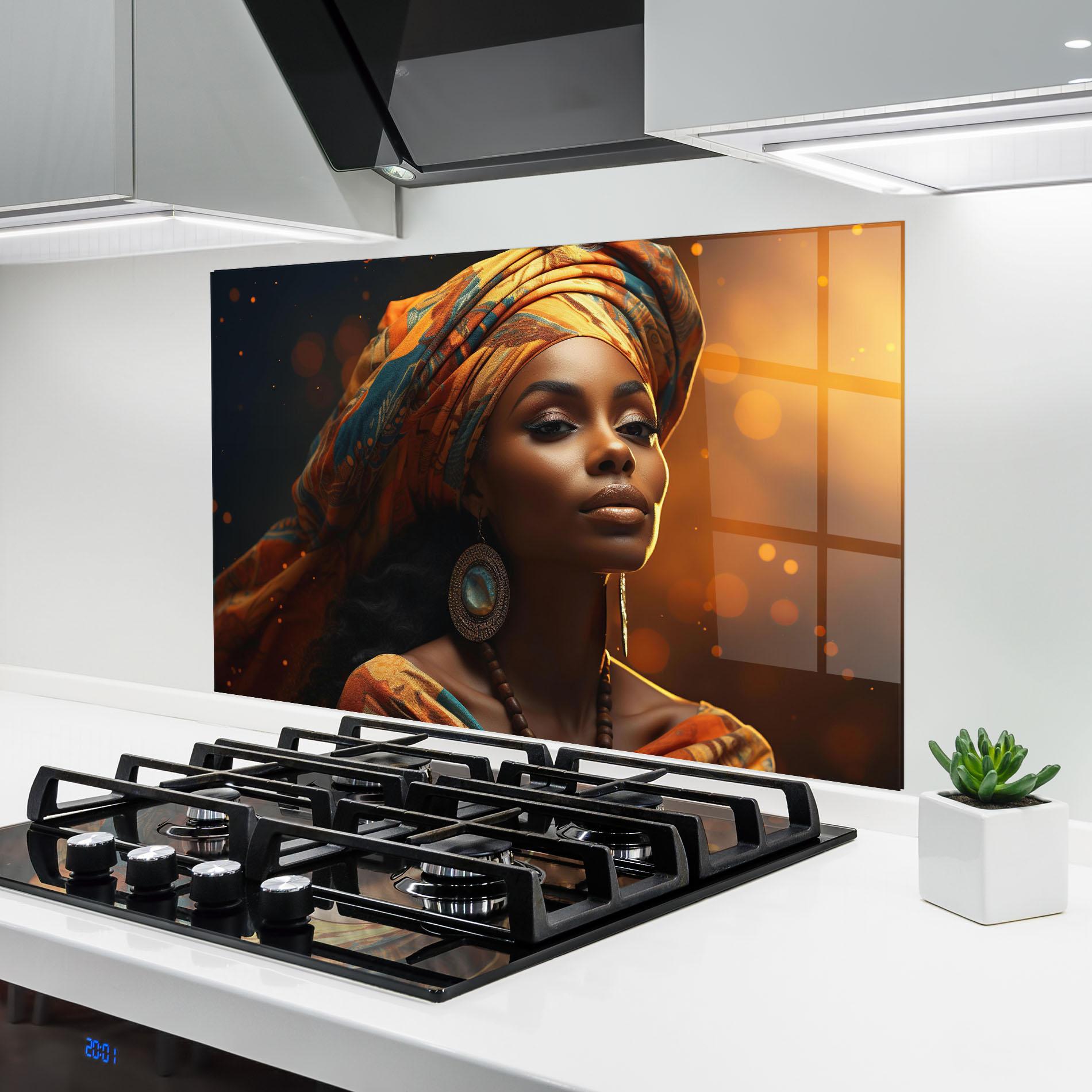Konyhai üveg hátfal Fashion African Portrait mockup 6