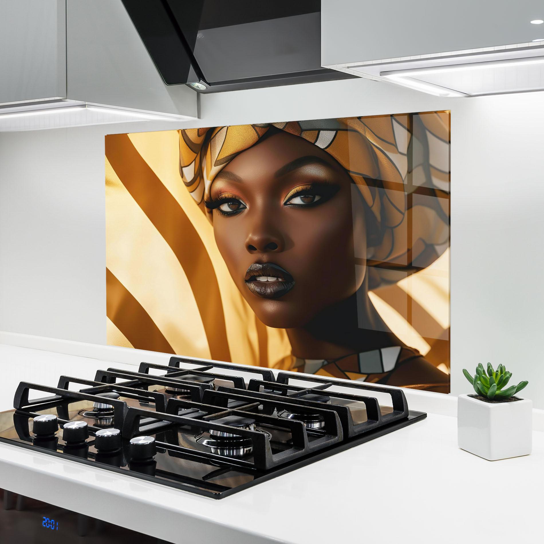 Konyhai üveg hátfal Fashion African Woman mockup 6
