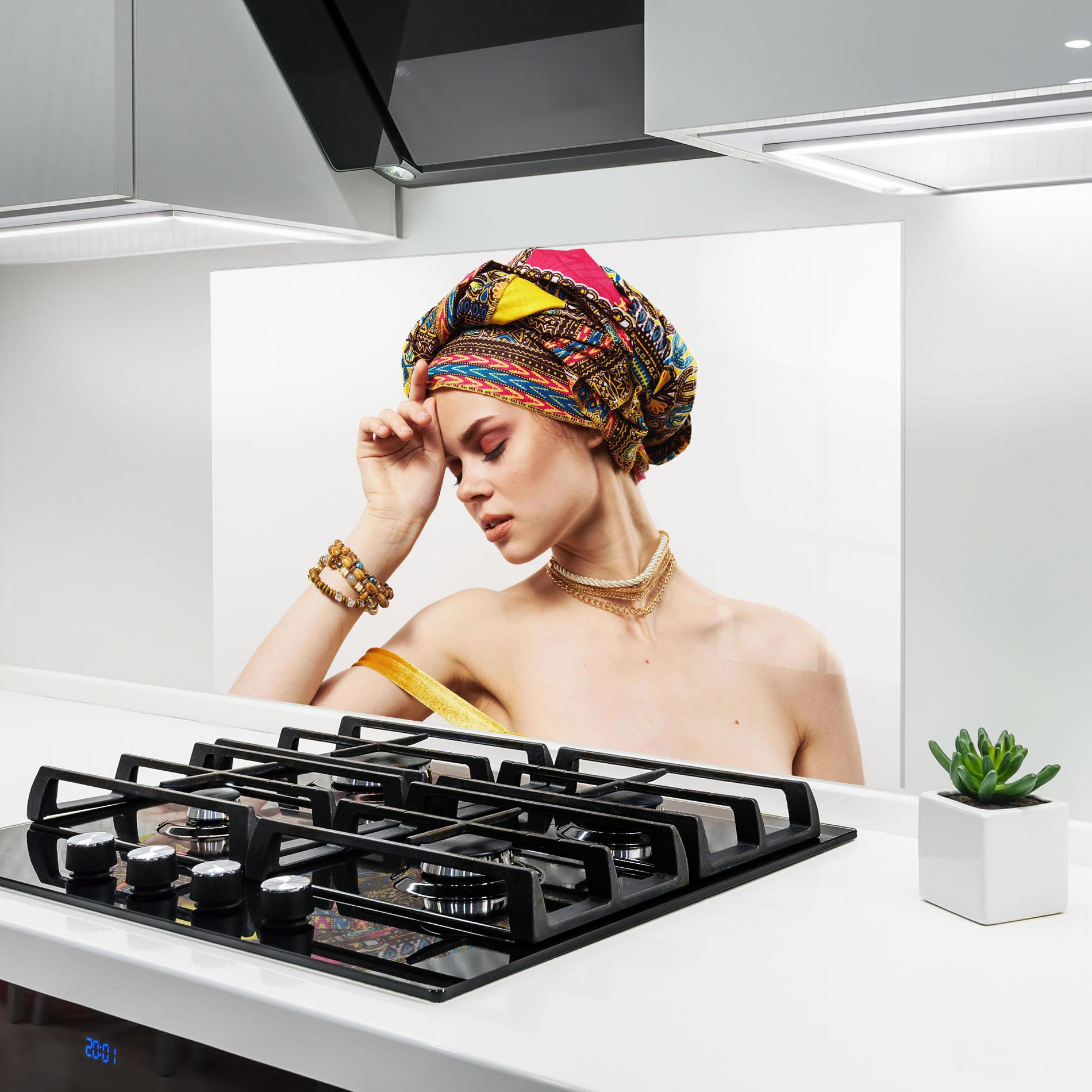 Konyhai üveg hátfal Multicolored Turban mockup 6