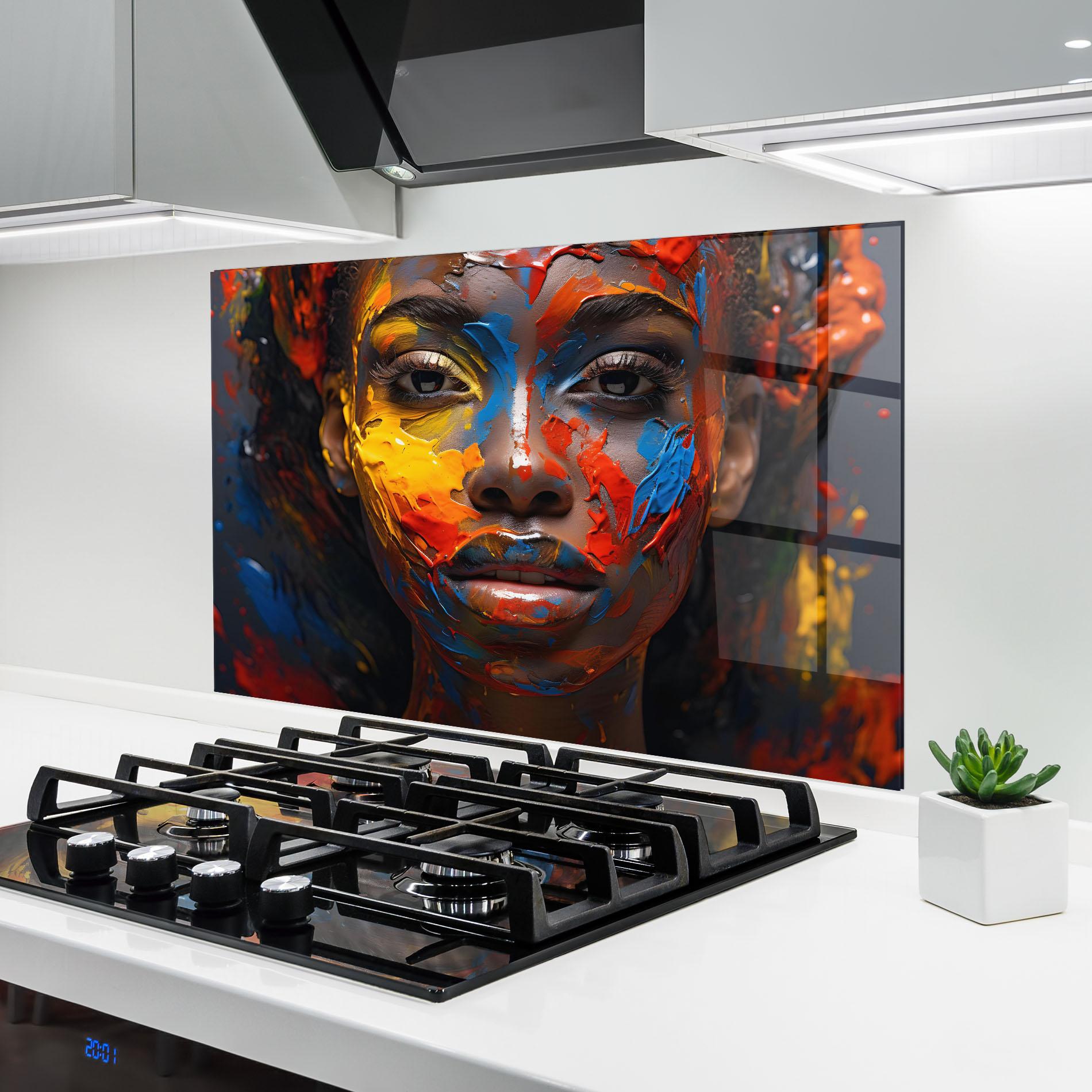 Konyhai üveg hátfal Pretty Young African Woman mockup 6