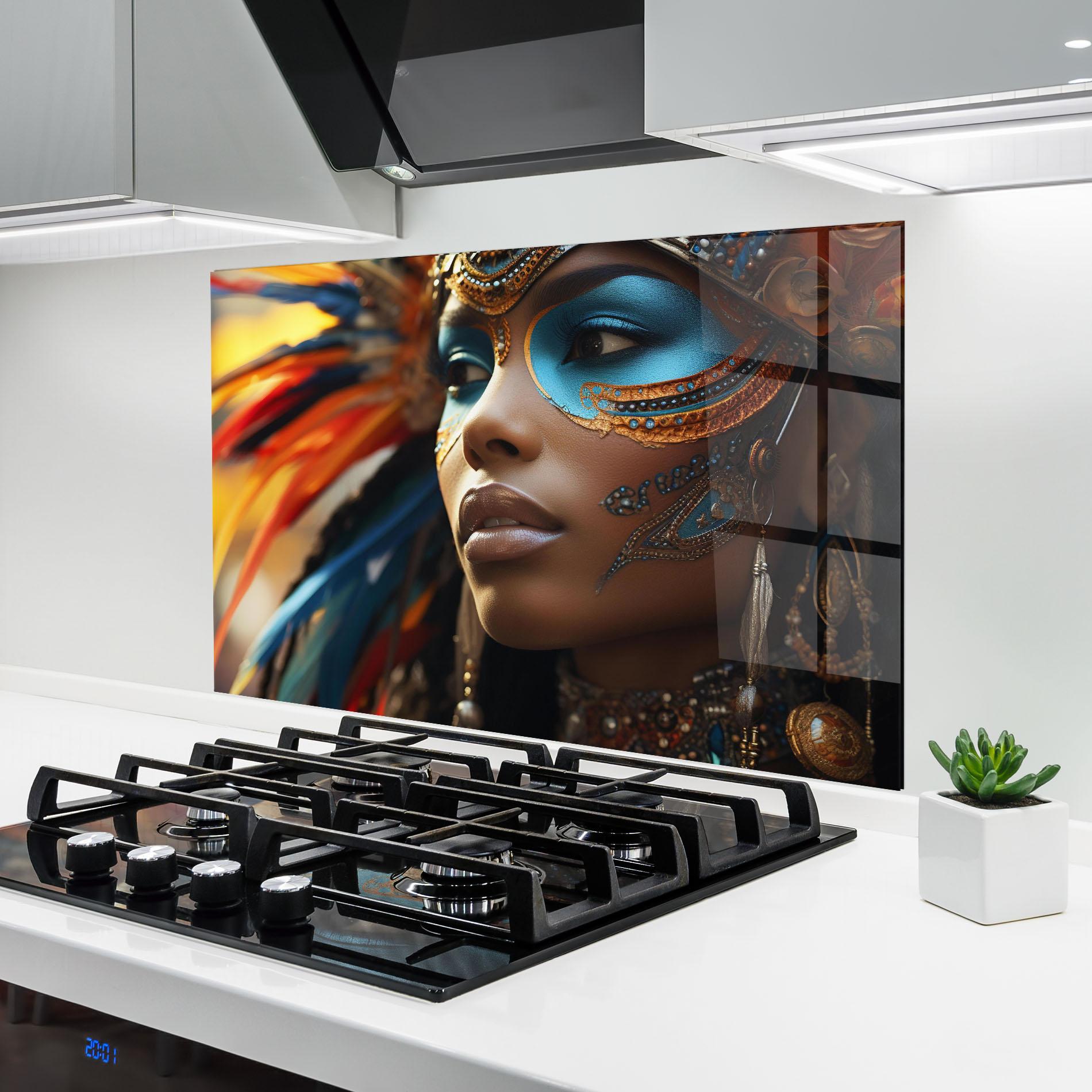 Konyhai üveg hátfal Traditional Feathers Clothing mockup 6