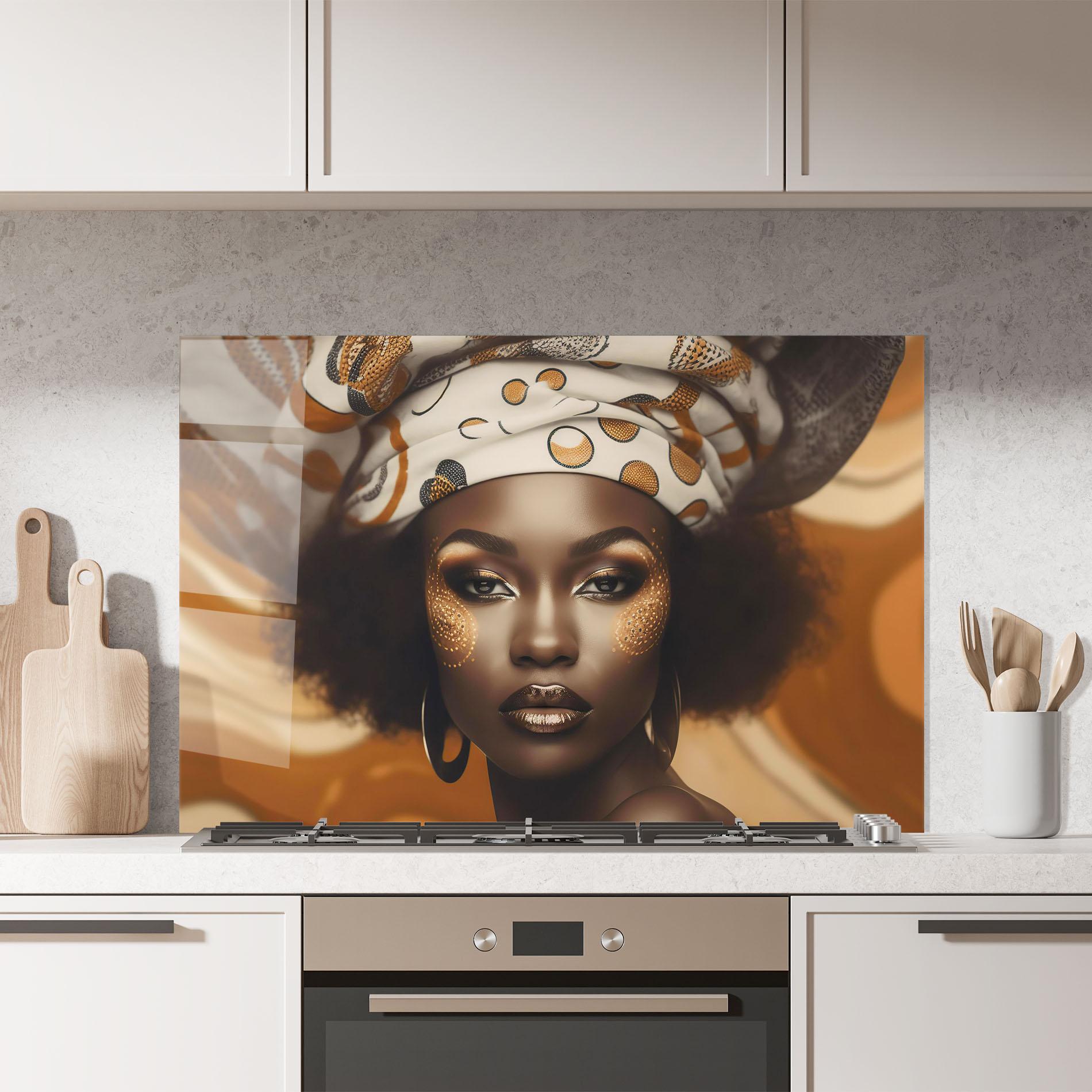 Konyhai üveg hátfal Abstract African Woman mockup 7