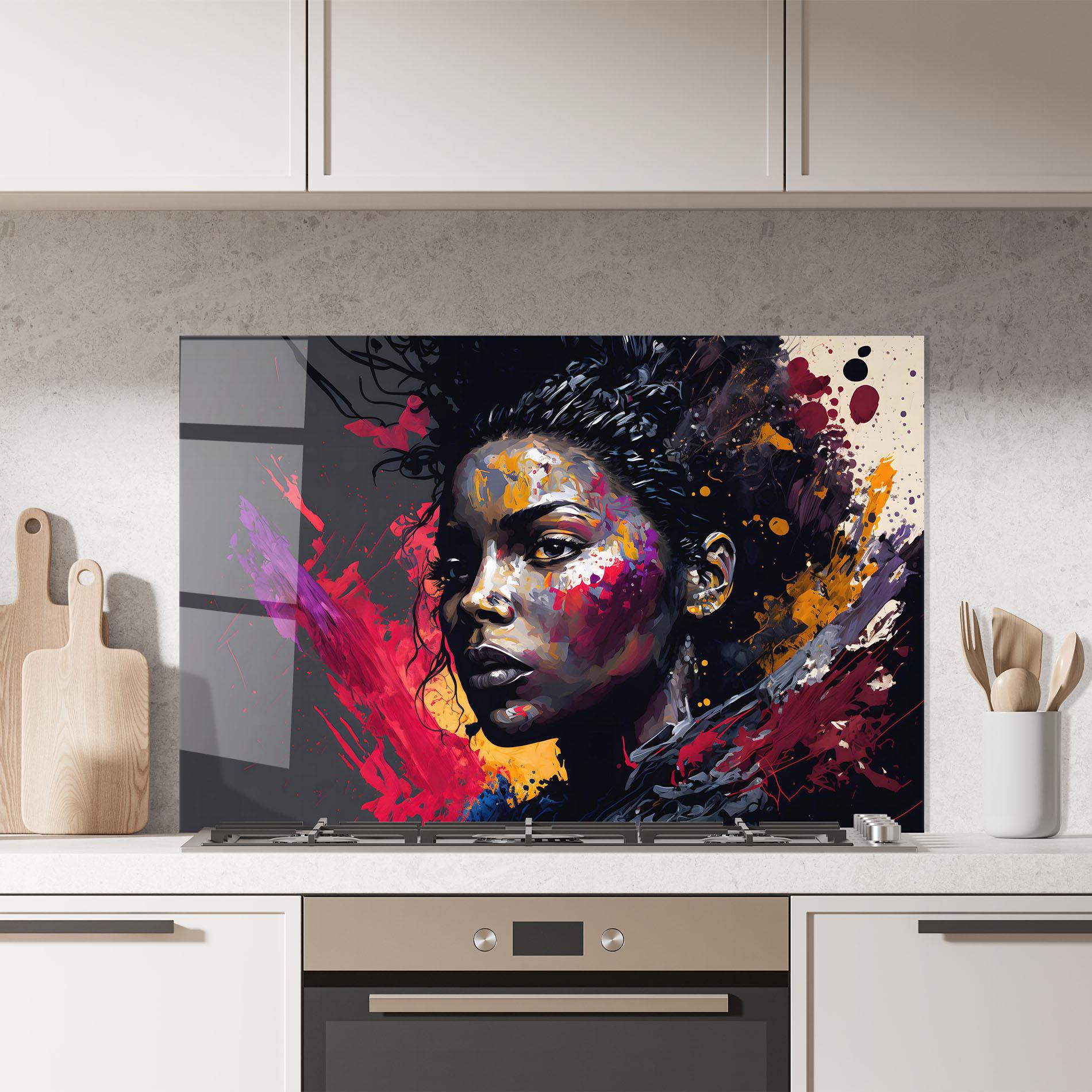 Konyhai üveg hátfal African Woman Splash mockup 7