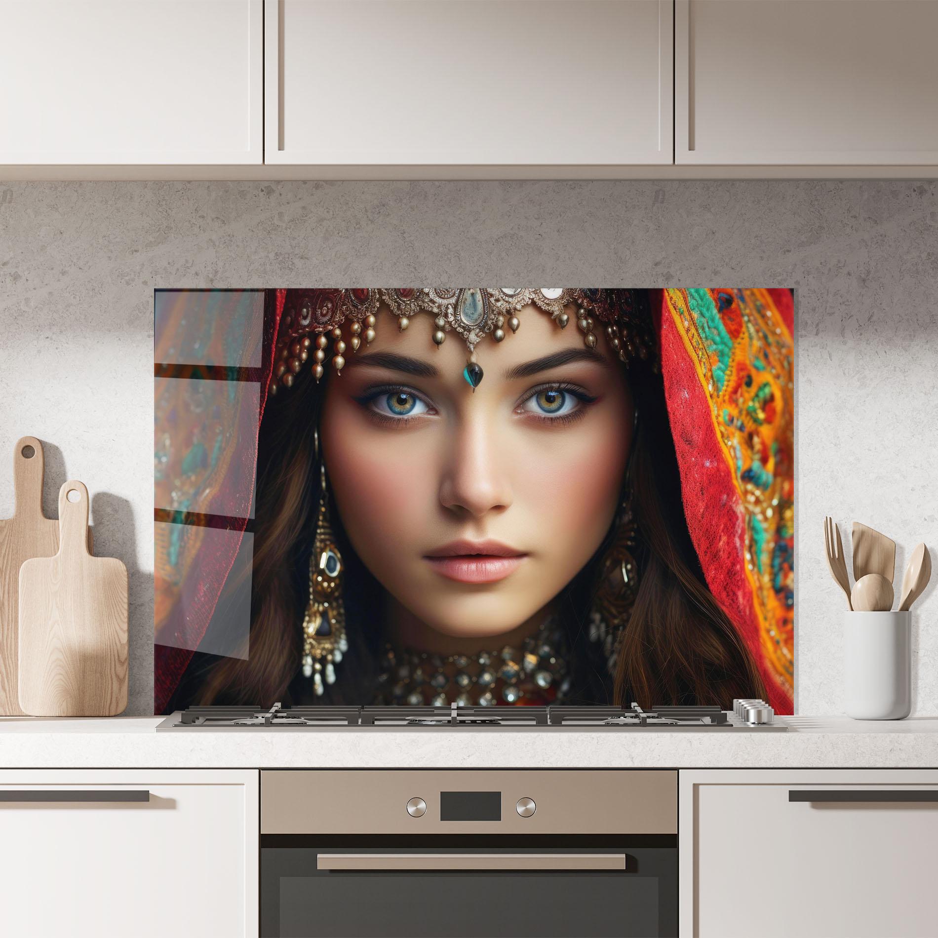 Konyhai üveg hátfal Blue Green Culture Eye mockup 7