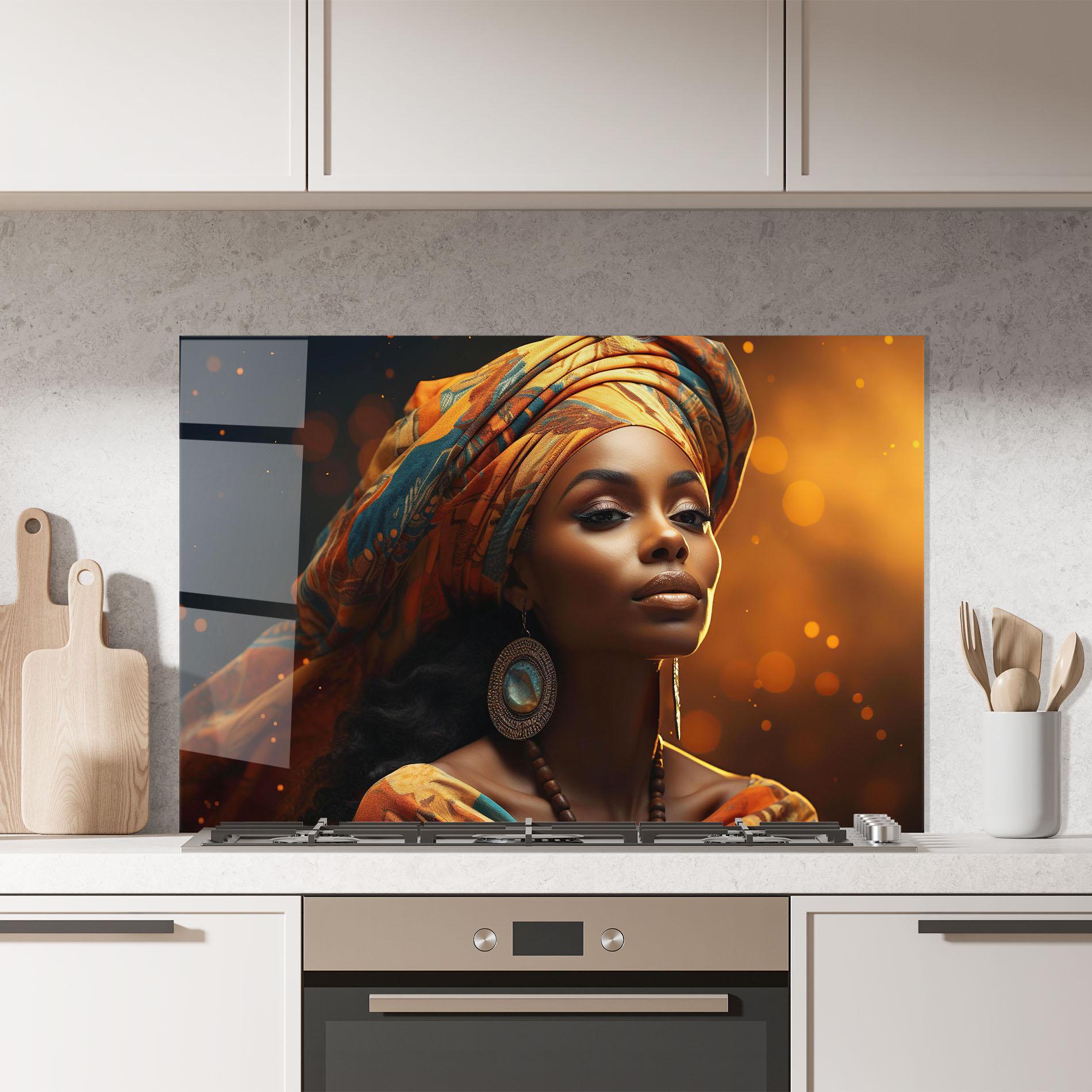 Konyhai üveg hátfal Fashion African Portrait mockup 7