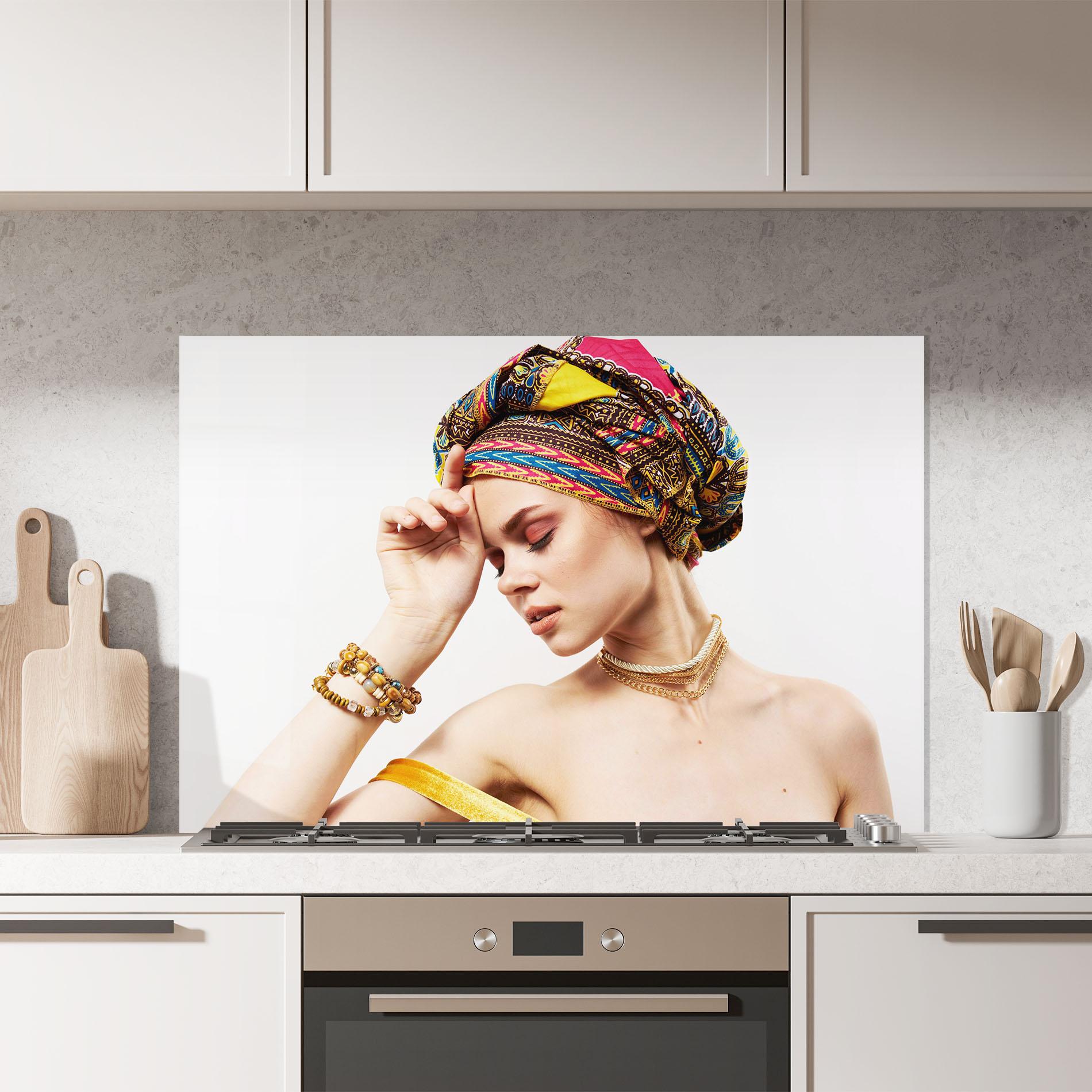 Konyhai üveg hátfal Multicolored Turban mockup 7