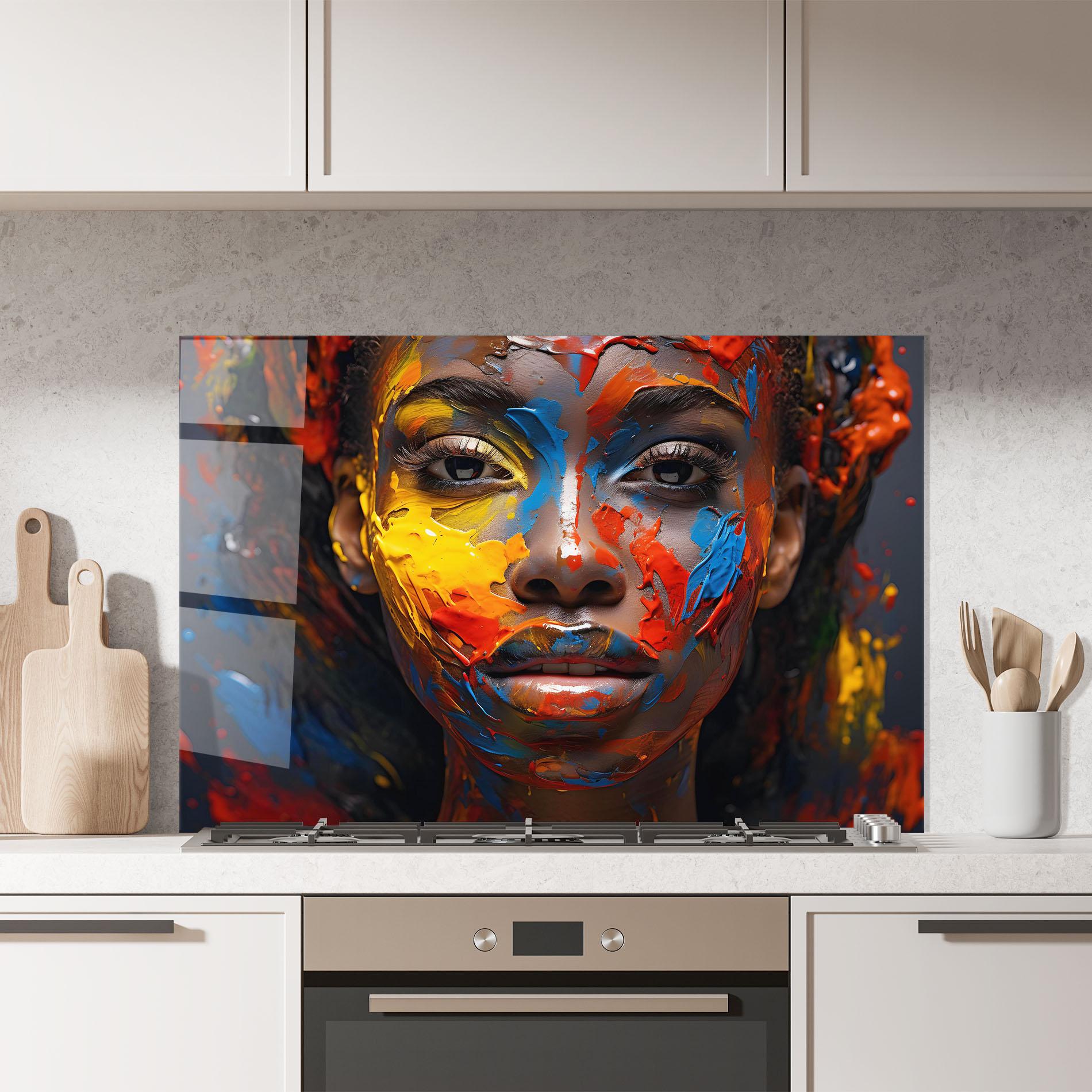 Konyhai üveg hátfal Pretty Young African Woman mockup 7