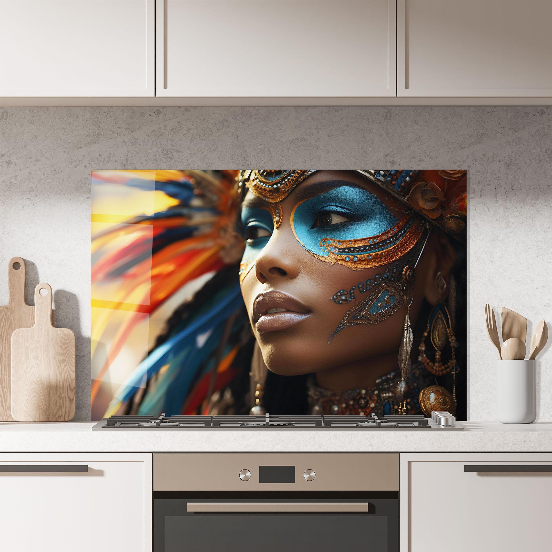 Konyhai üveg hátfal Traditional Feathers Clothing mockup 7