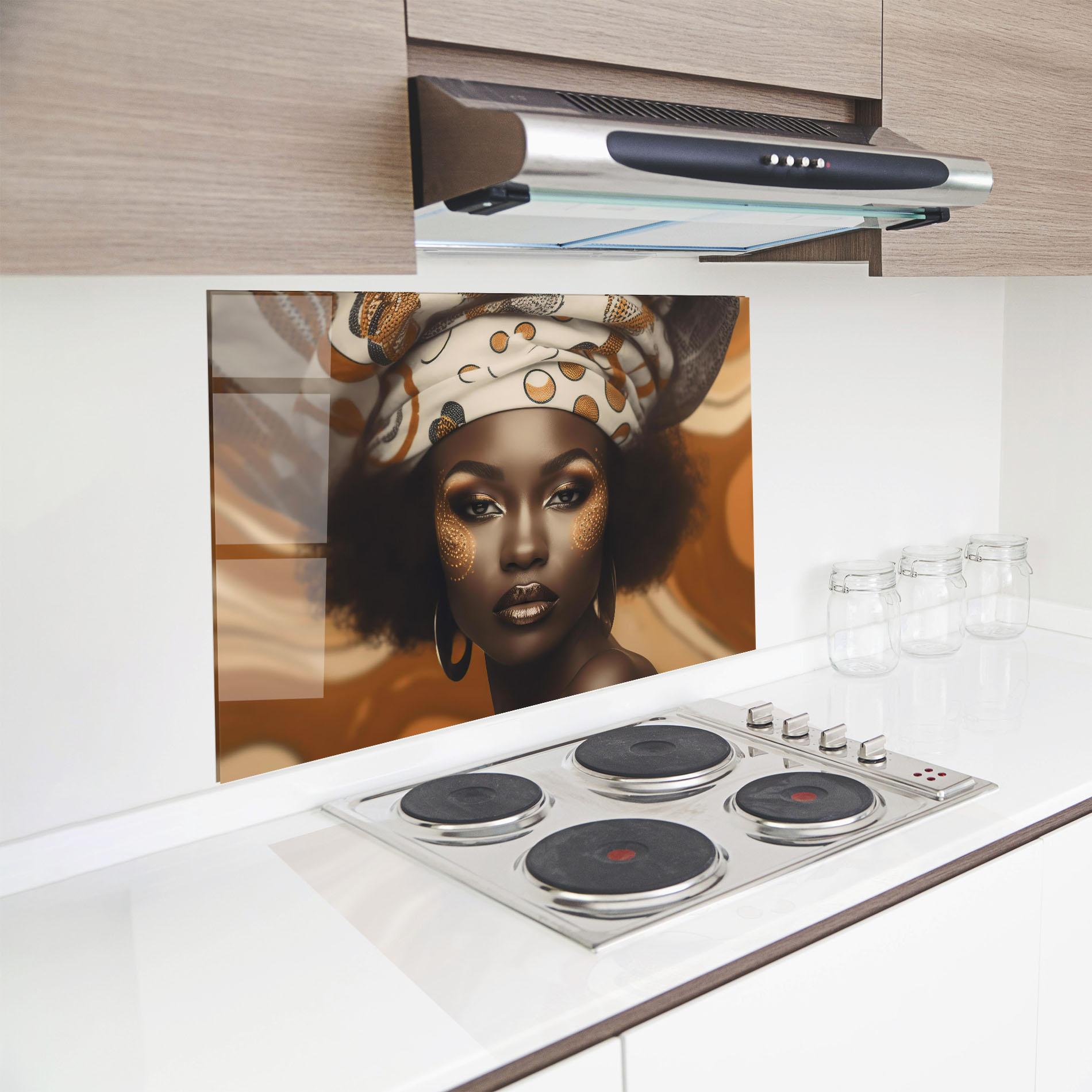 Konyhai üveg hátfal Abstract African Woman mockup 8