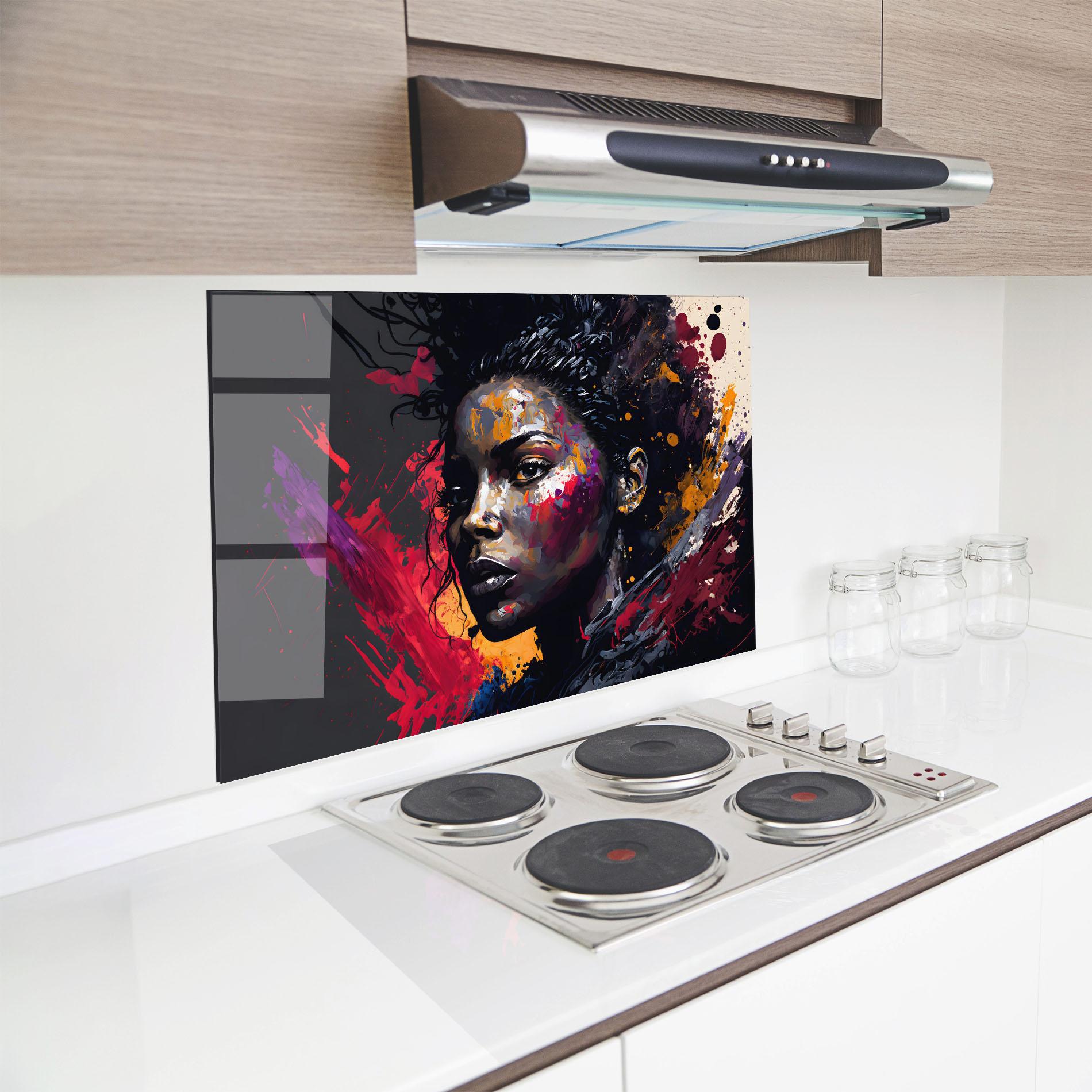 Konyhai üveg hátfal African Woman Splash mockup 8