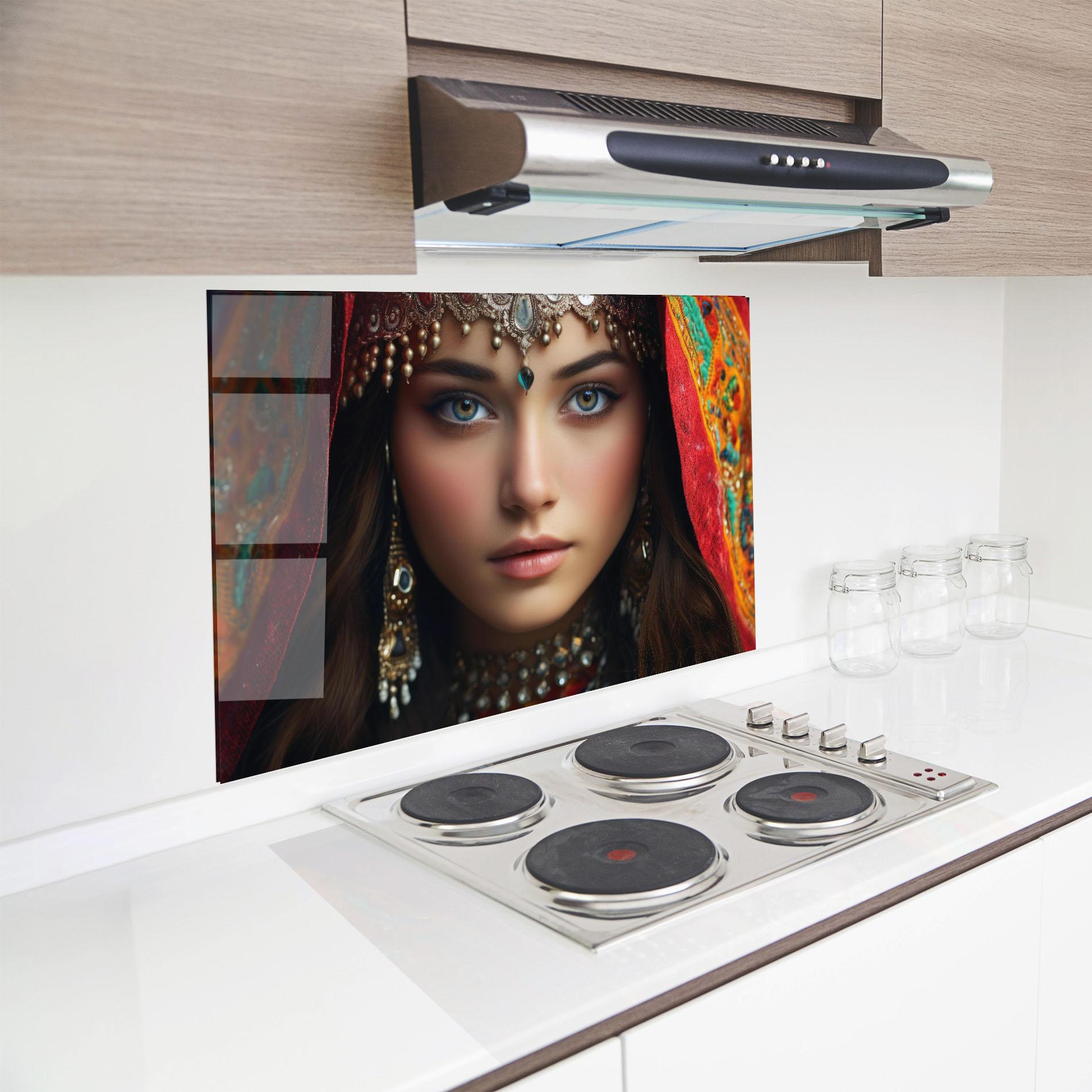 Konyhai üveg hátfal Blue Green Culture Eye mockup 8