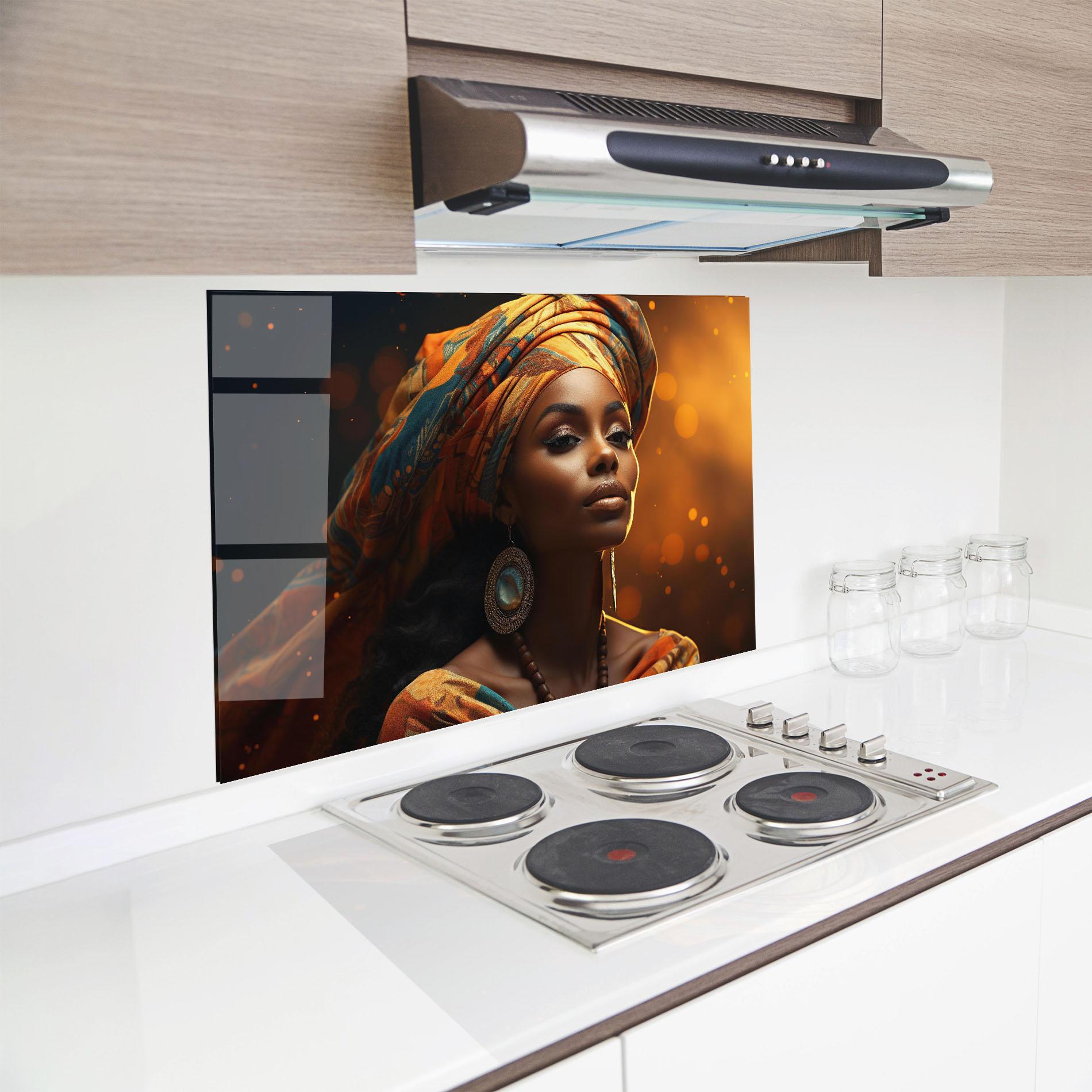 Konyhai üveg hátfal Fashion African Portrait mockup 8