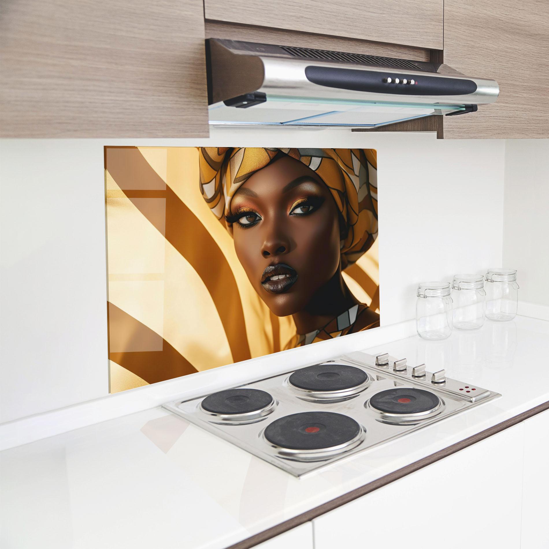 Konyhai üveg hátfal Fashion African Woman mockup 8