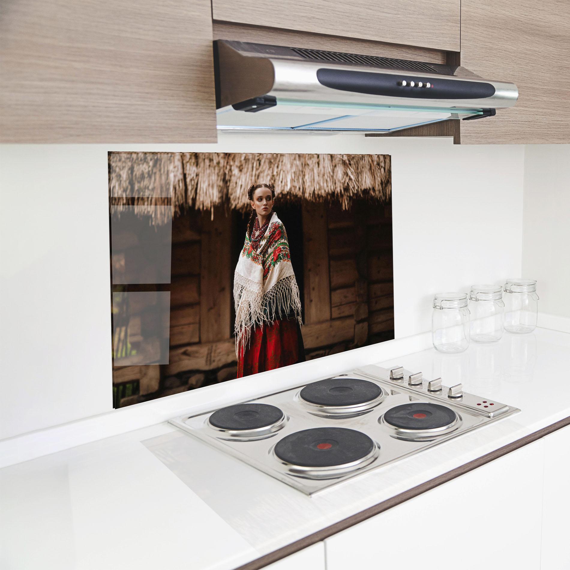 Konyhai üveg hátfal Ukrainian Dress mockup 8