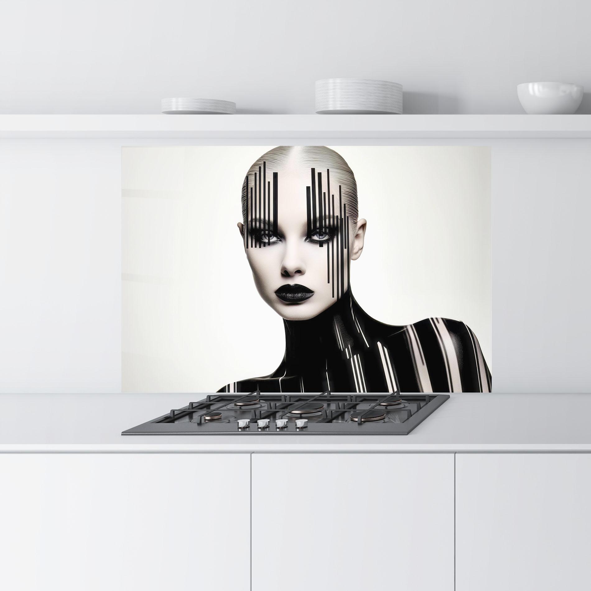 Konyhai üveg hátfal Black Lips And Outfit mockup 9