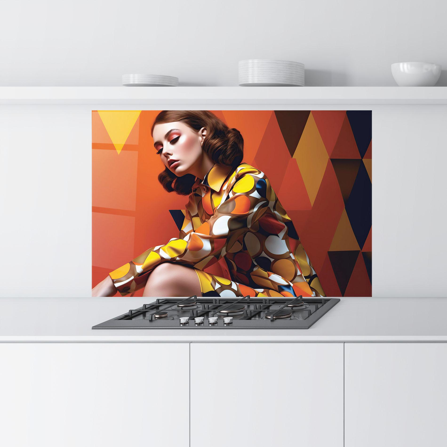 Konyhai üveg hátfal Orange Fashion Design mockup 9