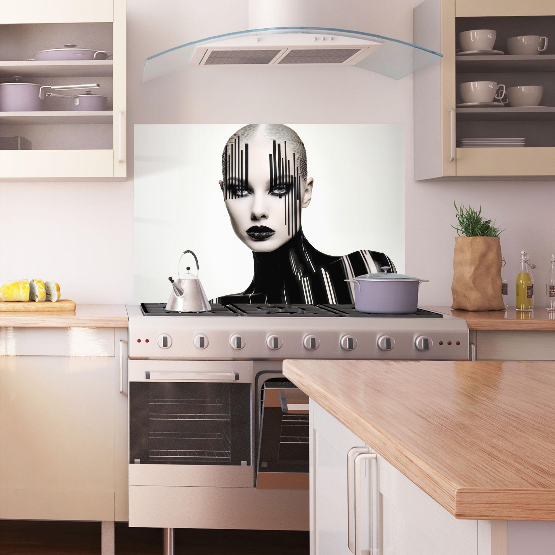 Konyhai üveg hátfal Black Lips And Outfit mockup 1