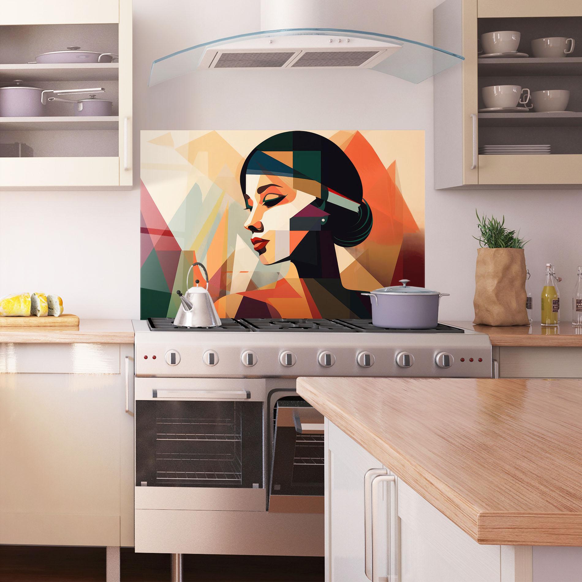 Konyhai üveg hátfal Bold Shapes Lines mockup 1