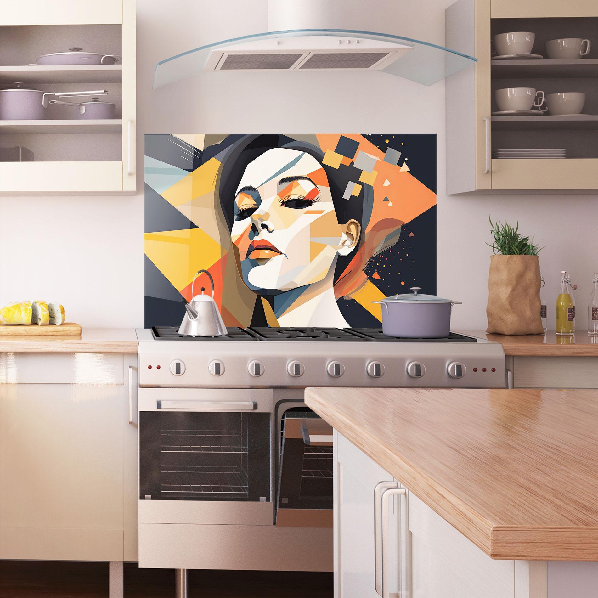 Konyhai üveg hátfal Modern Orange Makeup mockup 1