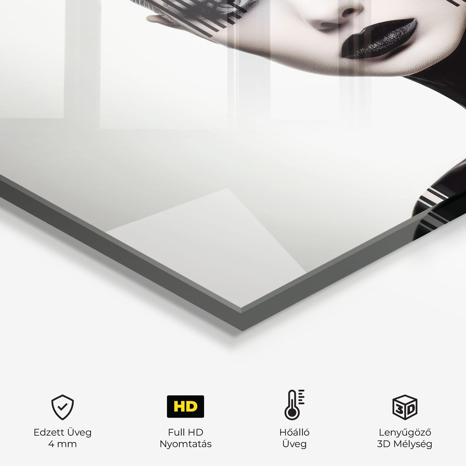 Konyhai üveg hátfal Black Lips And Outfit mockup 2