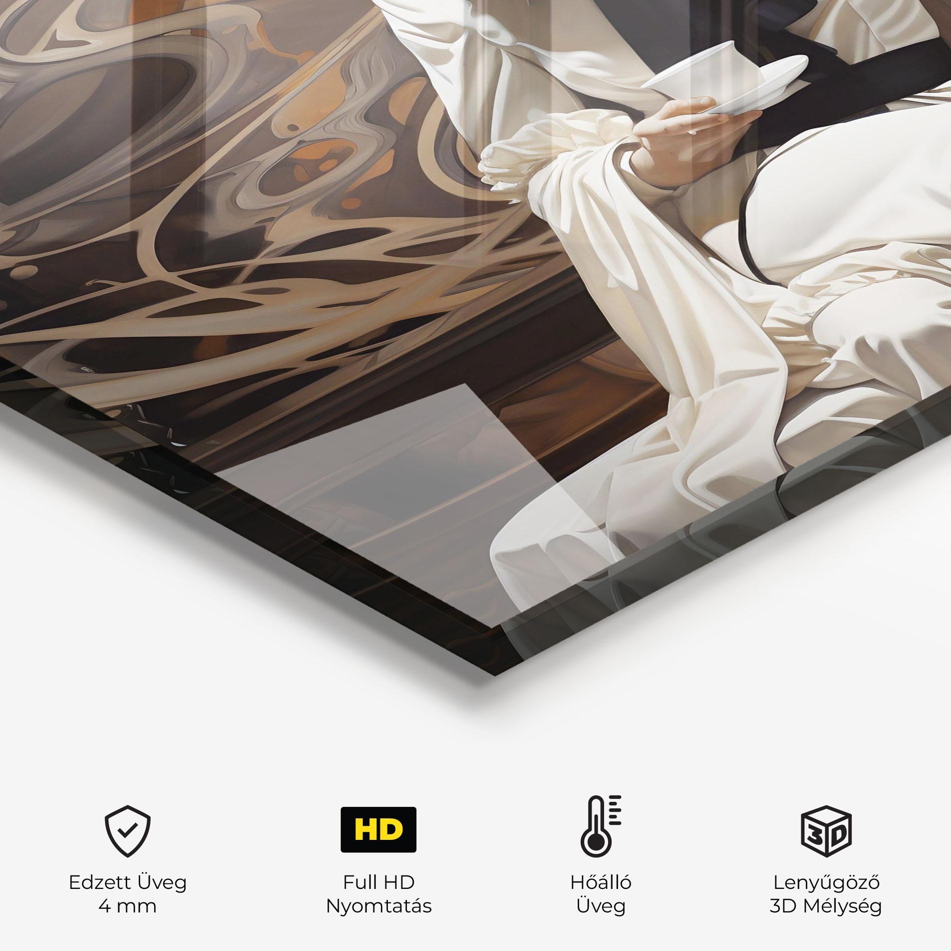 Konyhai üveg hátfal Coffee Woman mockup 2