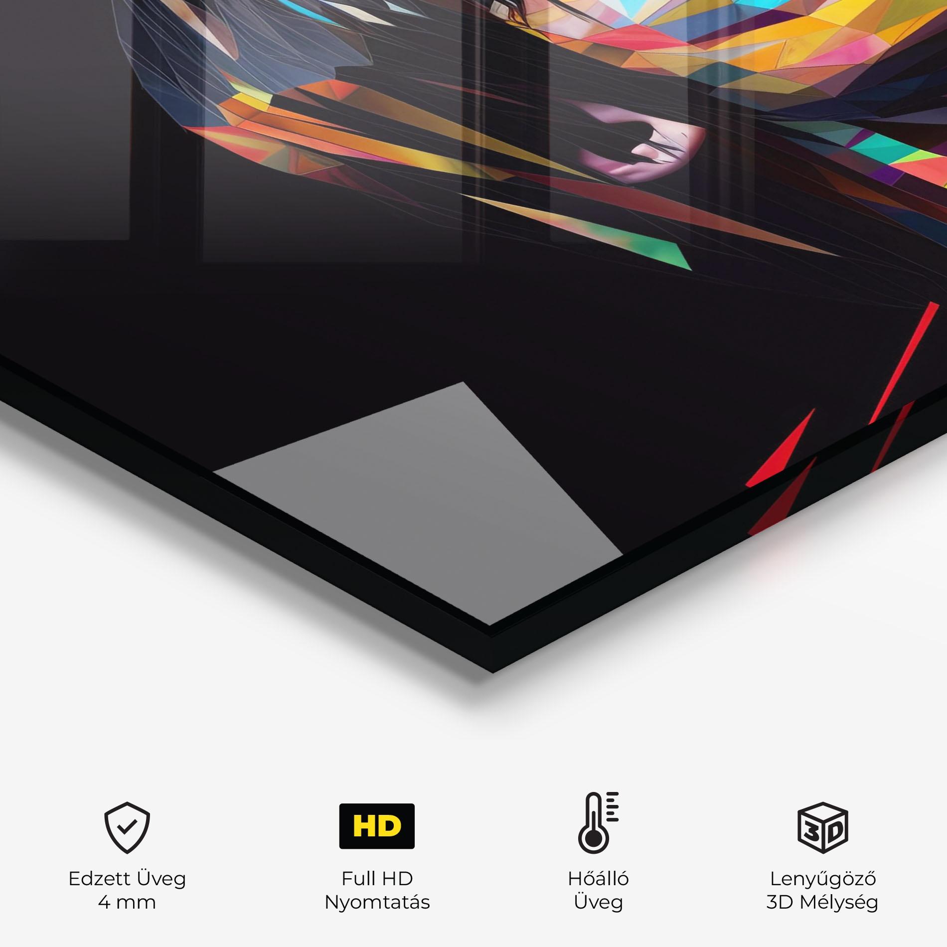 Konyhai üveg hátfal Glitchy Woman mockup 2