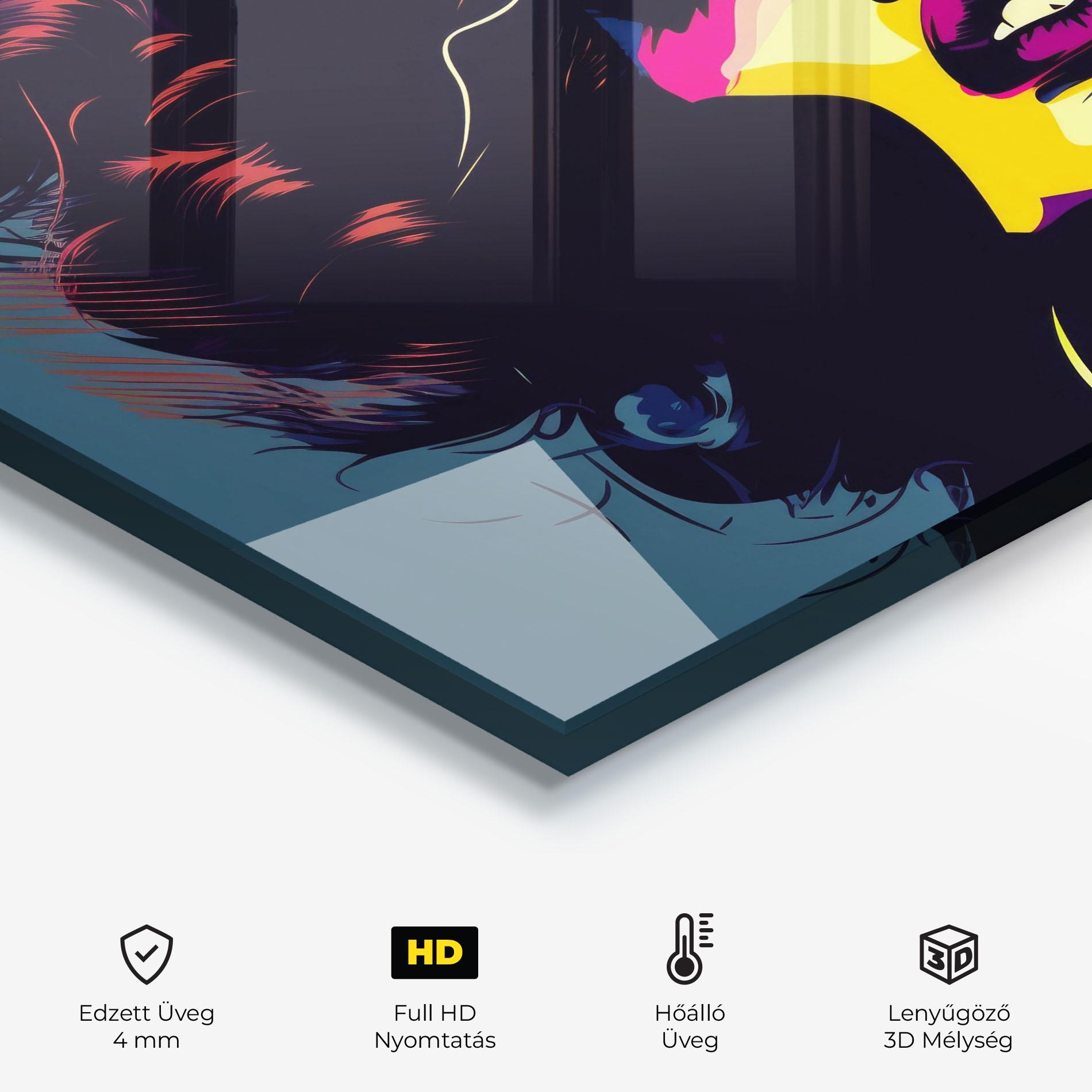 Konyhai üveg hátfal Pop Art Portrait Woman mockup 2