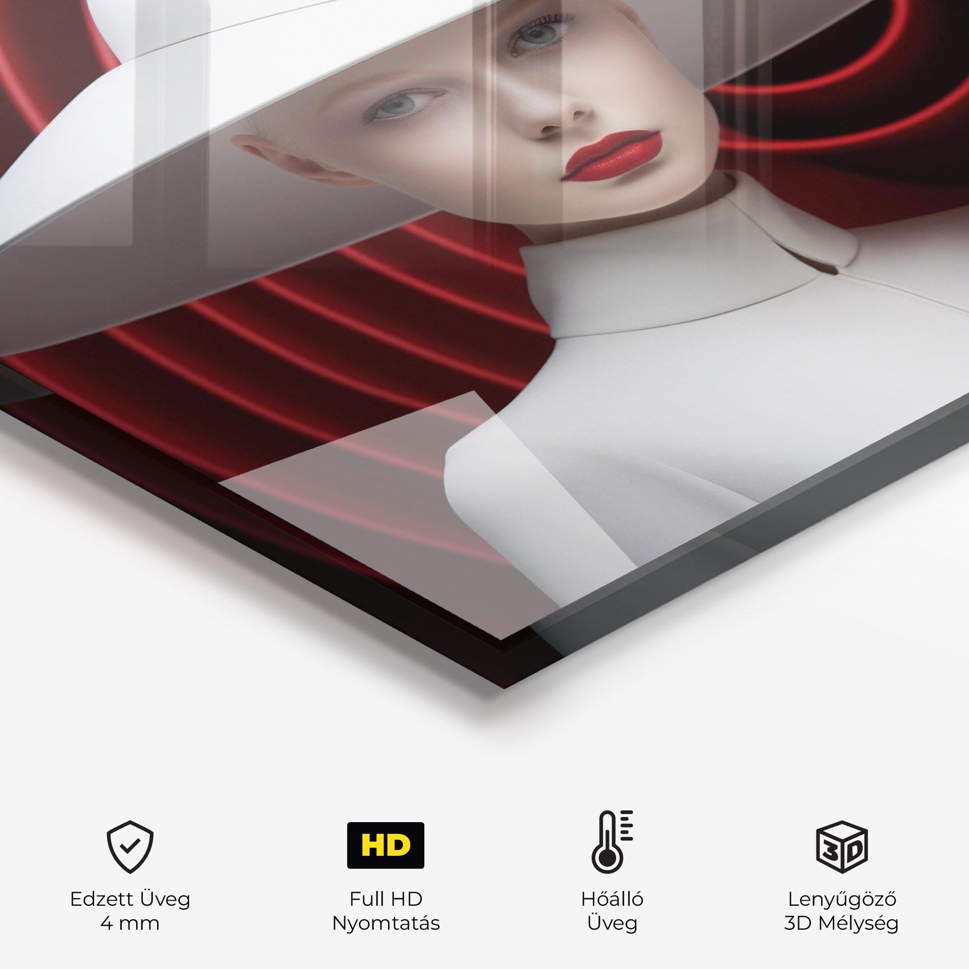 Konyhai üveg hátfal White Hat Women mockup 2