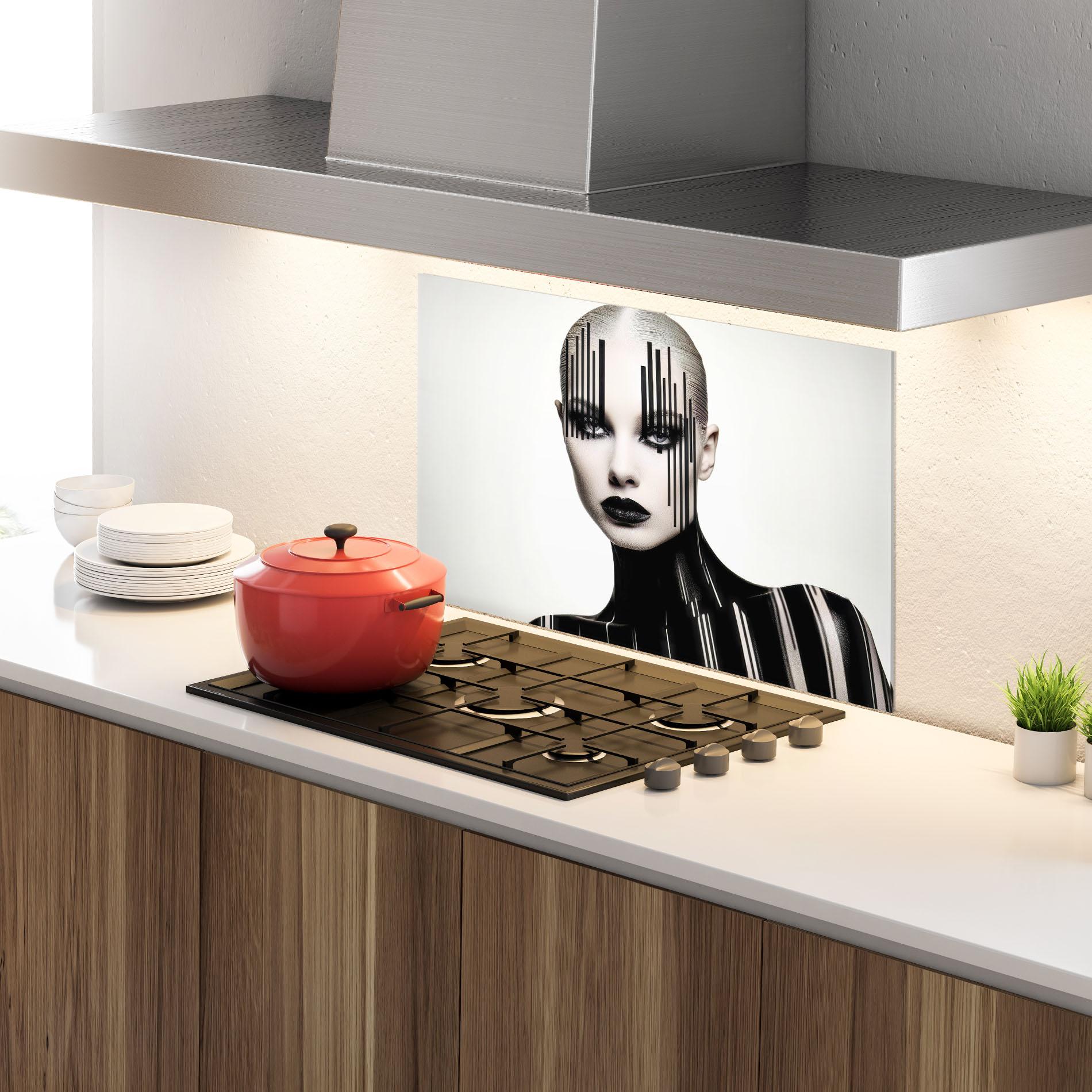 Konyhai üveg hátfal Black Lips And Outfit mockup 4