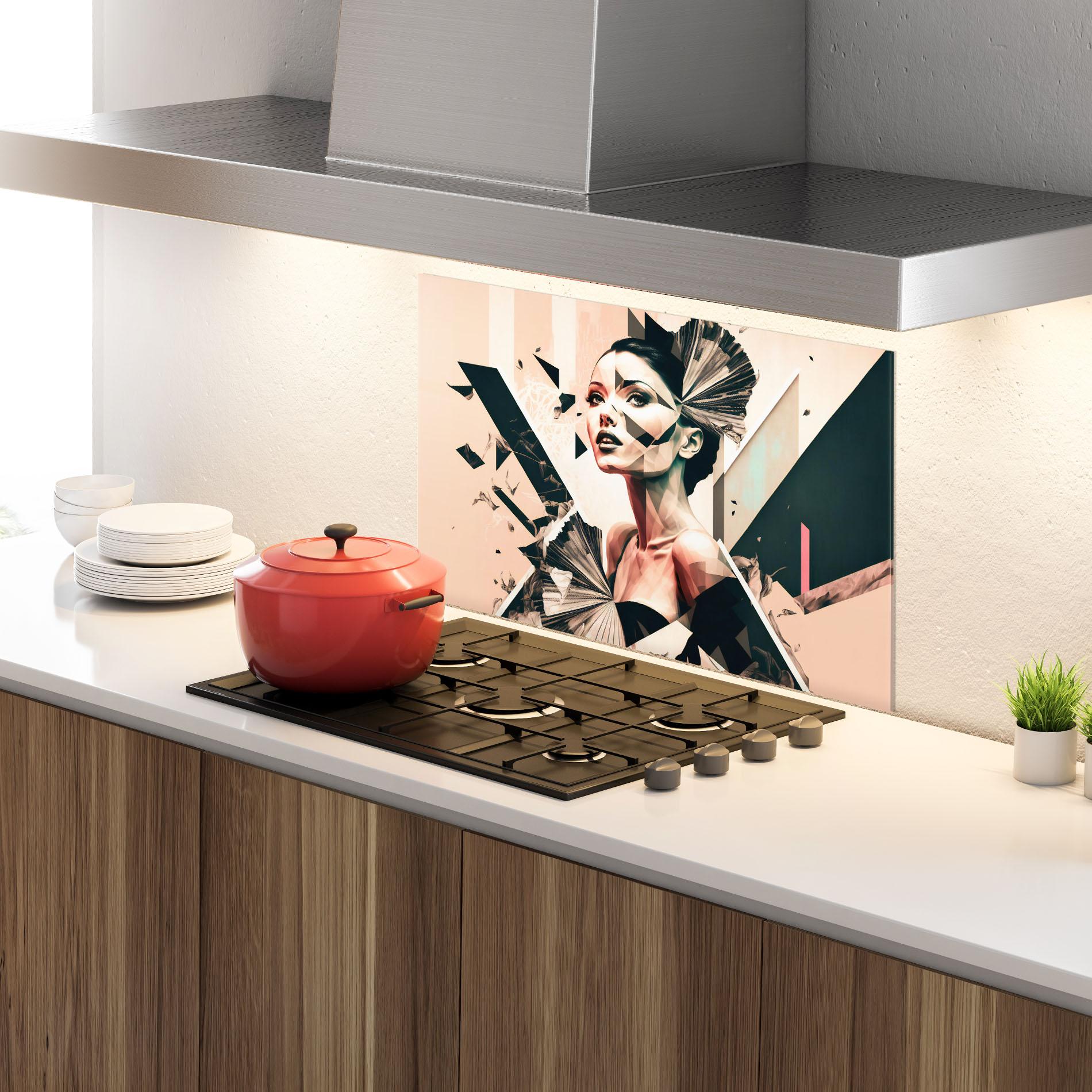 Konyhai üveg hátfal Fashionista Design mockup 4